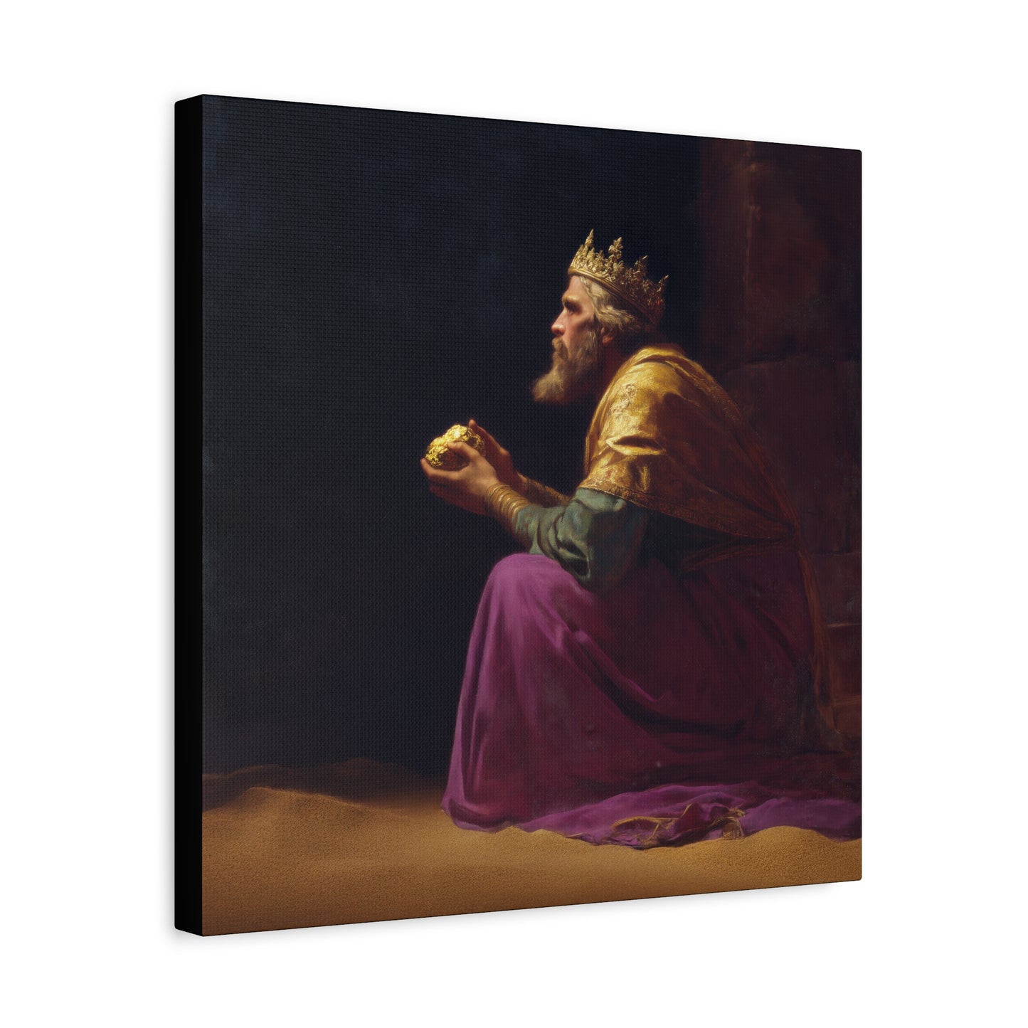Melchior and the Gift Fit for a King - 3 Wise Men - Gallery Wrapped Canvas - Print - Religious Art for your Home - Catholic