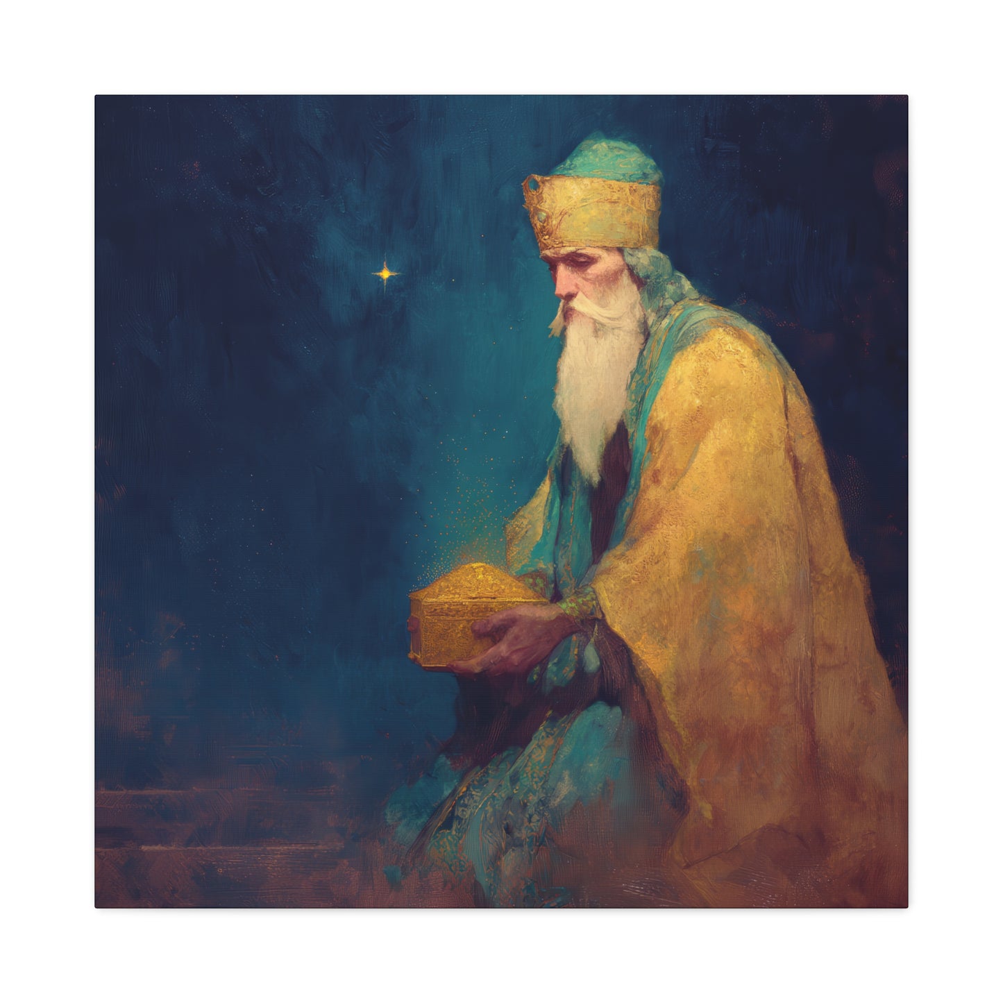Caspar and the Offering of Worship - 3 Wise Men - Gallery Wrapped Canvas - Print - Religious Art for your Home - Catholic