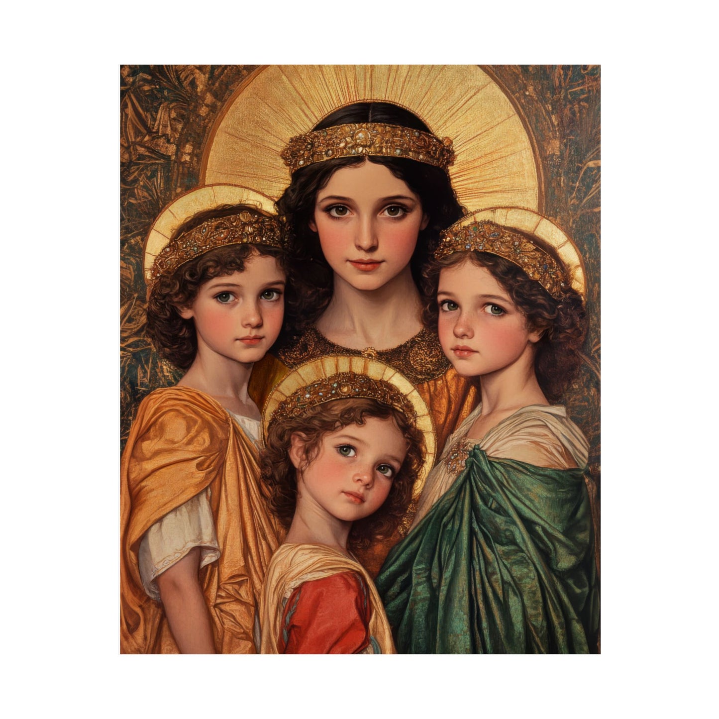 Saints Sophia, Faith, Hope and Charity - Sanctified Souls Print - Multiple Sizes - Premium Posters - Catholic Art - Christian