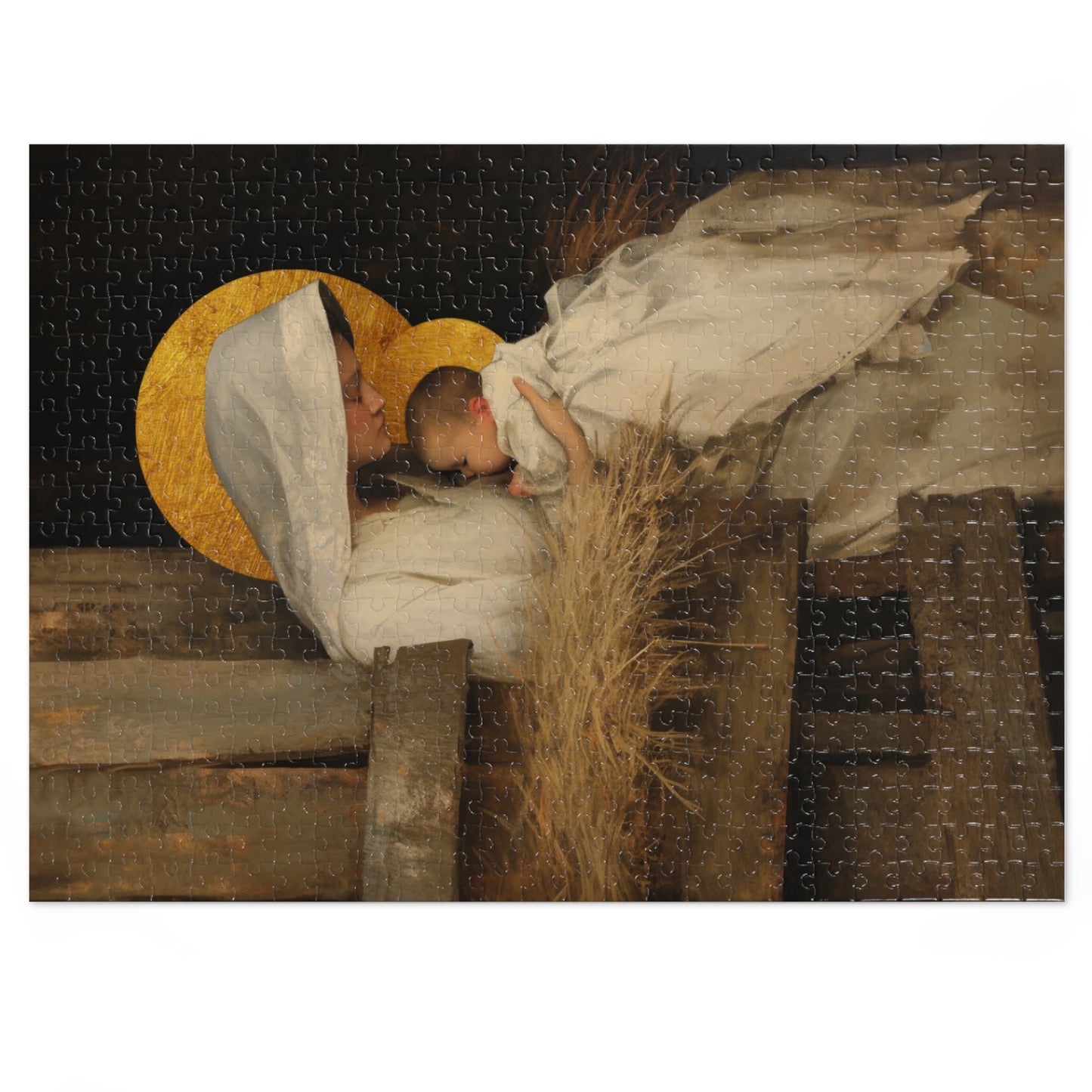 Our Lady of the Manger - Mother Mary and the Christ Child - Puzzle & Keepsake Tin - Religious Jigsaw Puzzle (30, 110, 252, 500,1000-Piece)