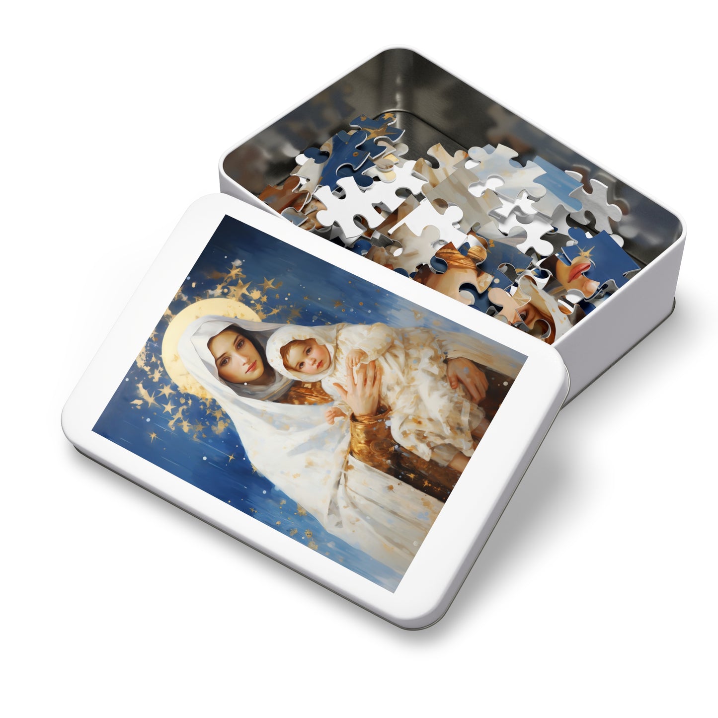 Divine Frost: Our Lady of the Snows - Puzzle and Keepsake Tin - Religious Jigsaw Puzzle (30, 110, 252, 500,1000-Piece) - Religious Puzzle