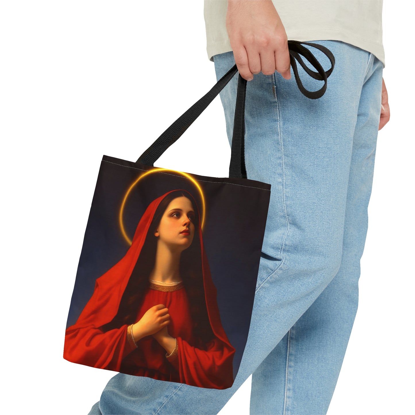 Mary the Blessed Virgin Tote Bag - Catholic faith inspired carry-all purse - day to day bag - Mary the Blessed Virgin - Double Sided