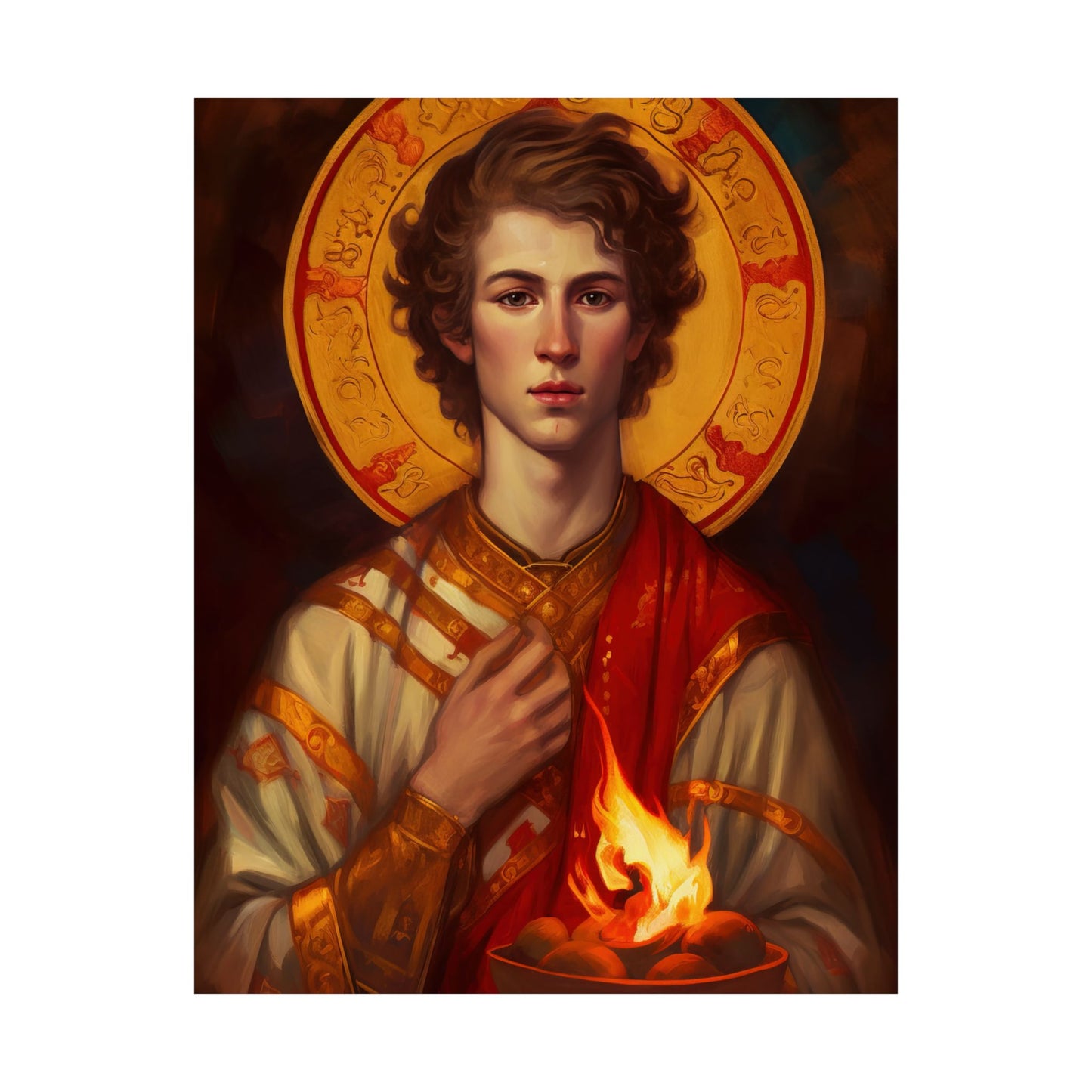 Saint Lawrence Deacon and Martyr  - Sanctified Souls Print - Multiple Sizes - Premium Matte Vertical Posters