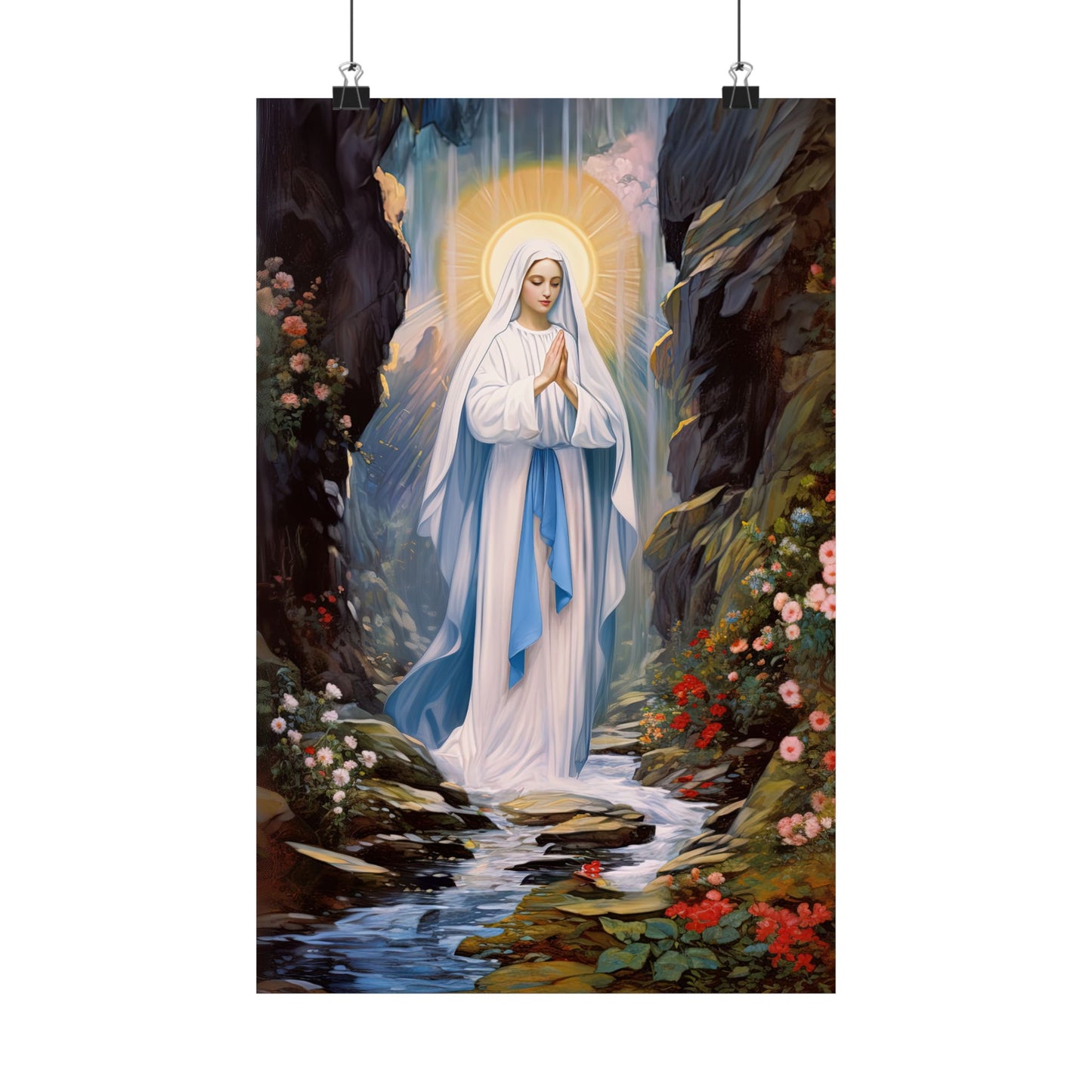 Our Lady of Lourdes - Sanctified Souls Print - Multiple Sizes - Premium Matte Vertical Posters