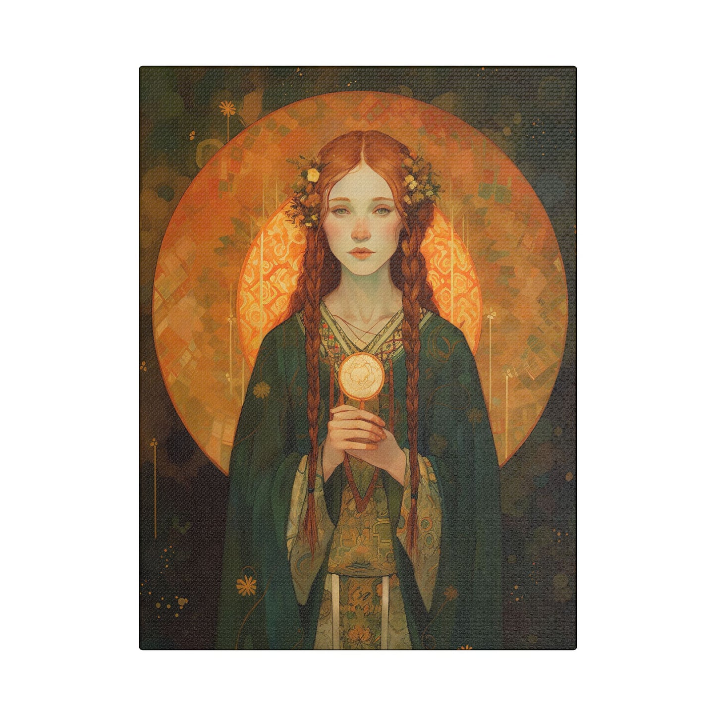 Saint Brigid of Ireland Canvas Print - Multiple Sizes - Catholic Home art - Museum Wrapped Canvas - Sanctified Souls Print