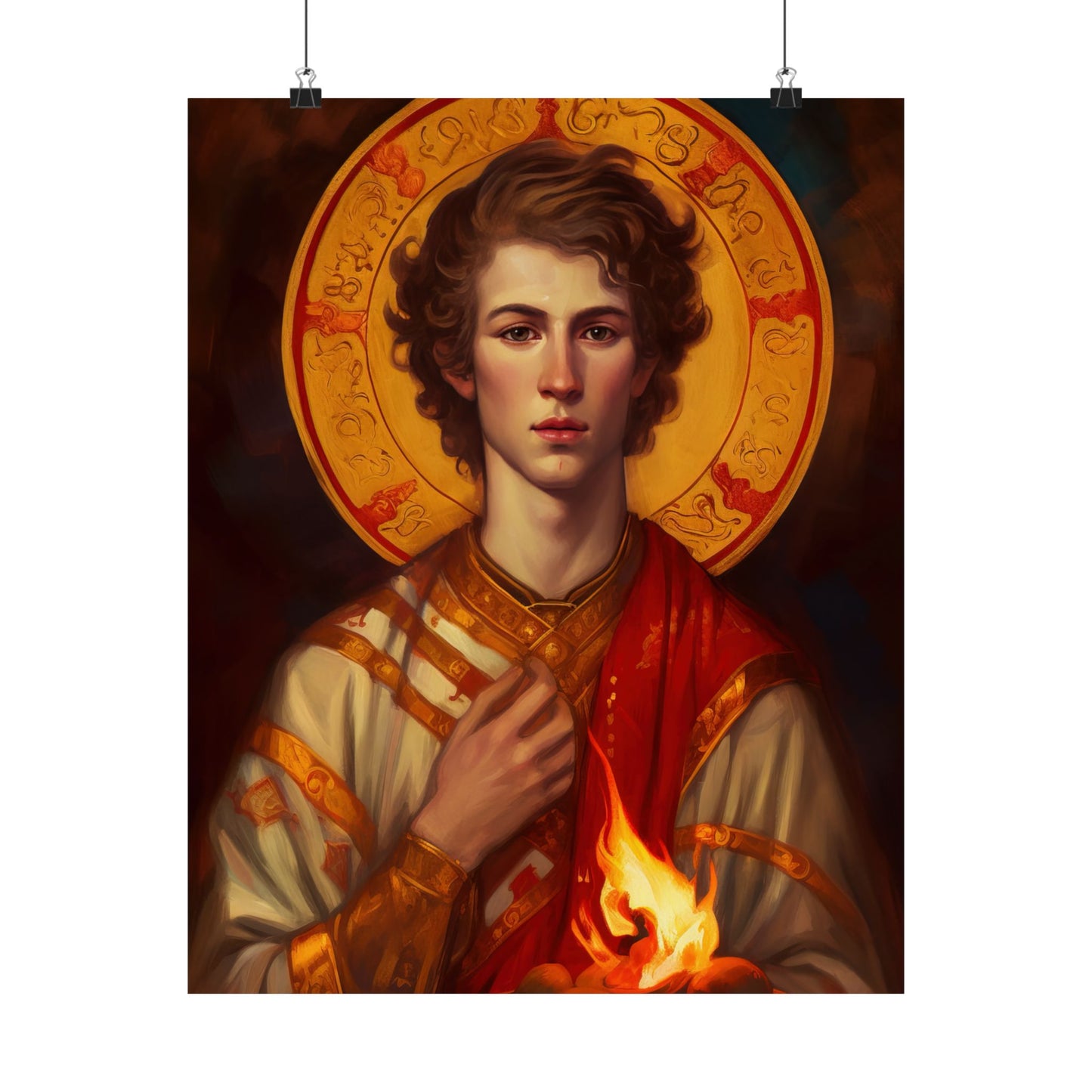 Saint Lawrence Deacon and Martyr  - Sanctified Souls Print - Multiple Sizes - Premium Matte Vertical Posters