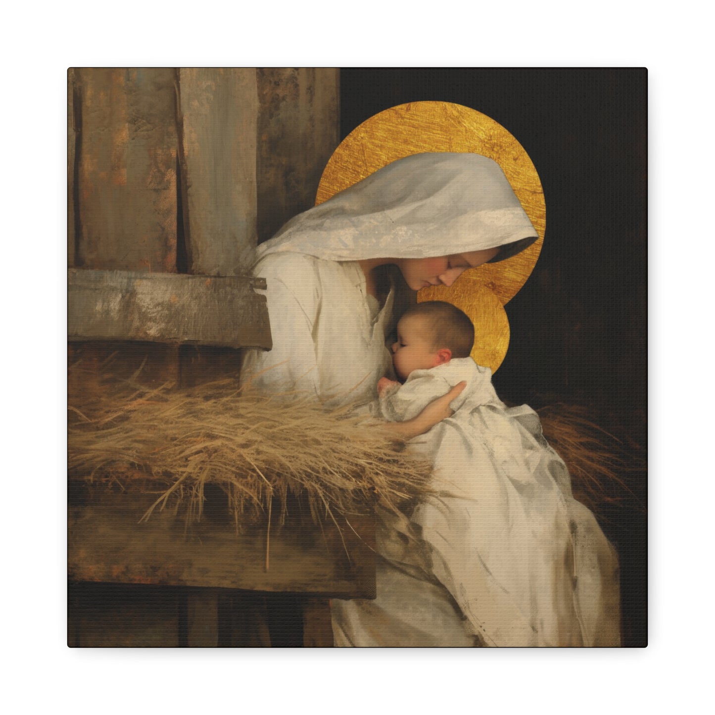 Our Lady of the Manger - Mother Mary and the Christ Child - Gallery Wrapped Canvas - Print - Religious Art for your Home - Catholic