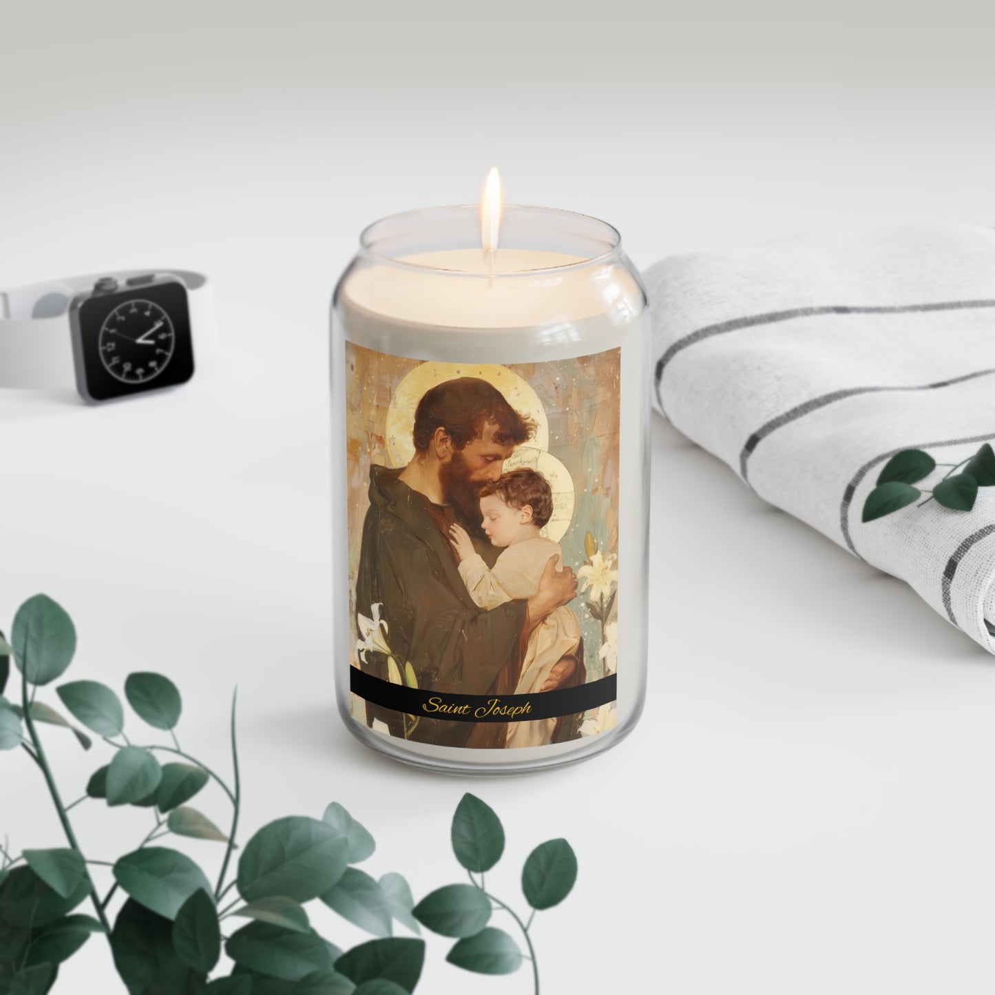 Saint Joseph and the Christ Child - Scented Prayer Candle, 13.75oz - Tall Size - Religious Prayer Candle - Catholic Art