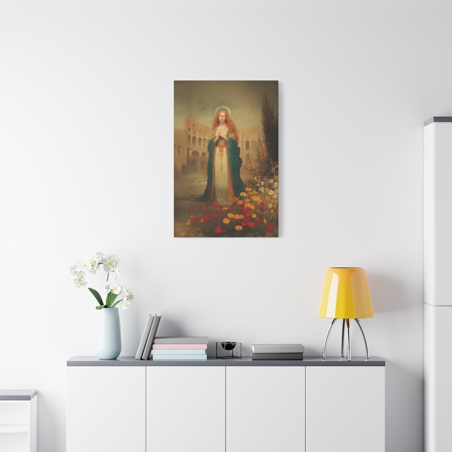 Saint Justina - Multiple Sizes - Catholic Home art - Museum Wrapped Canvas - Sanctified Souls Print - Catholic Martyr Art