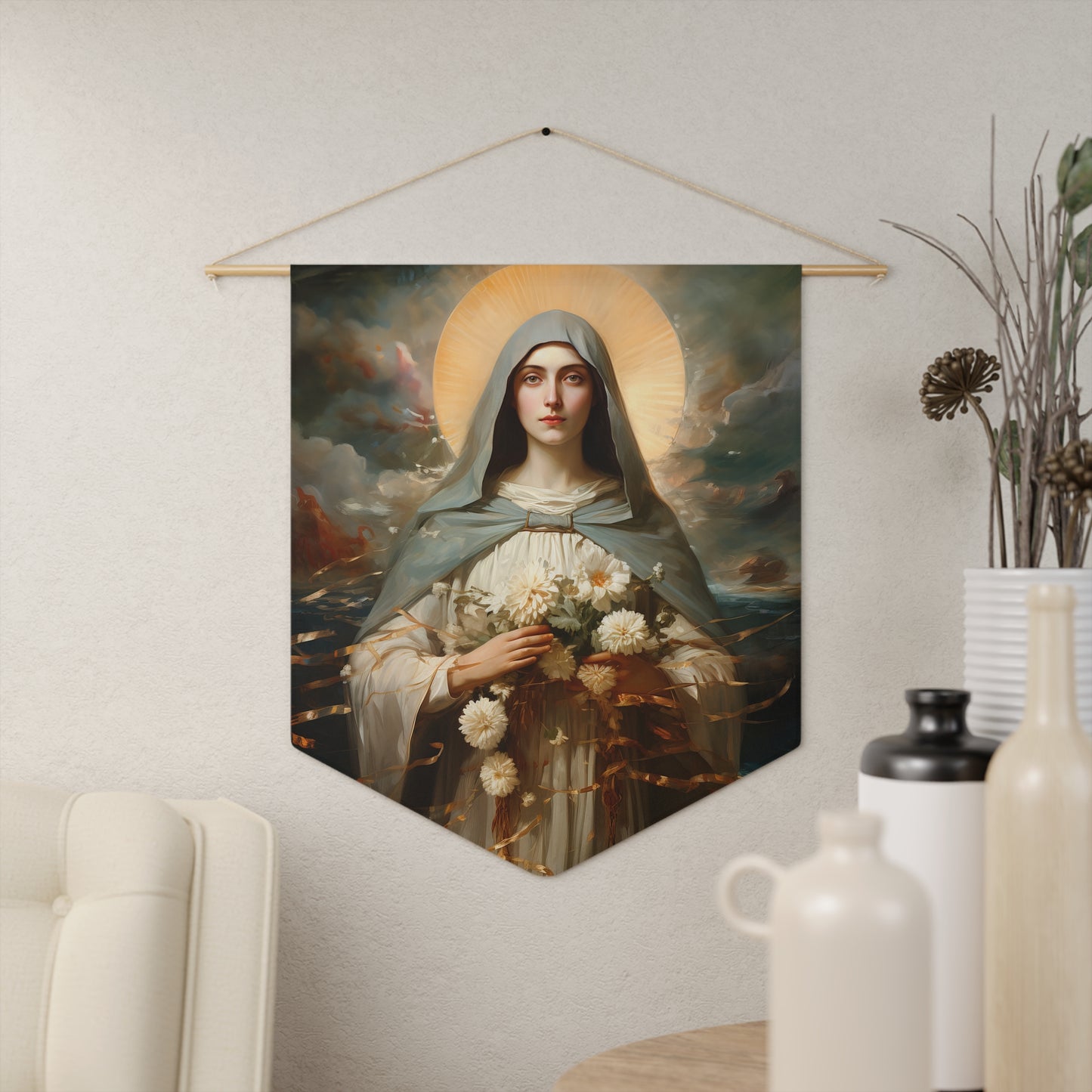 Saint Rose Venerini Wall Banner / Wall Hanging / Pennant - Prayer room - Catholic Art - Saint Art - Large Saint Print - 18" x 21"
