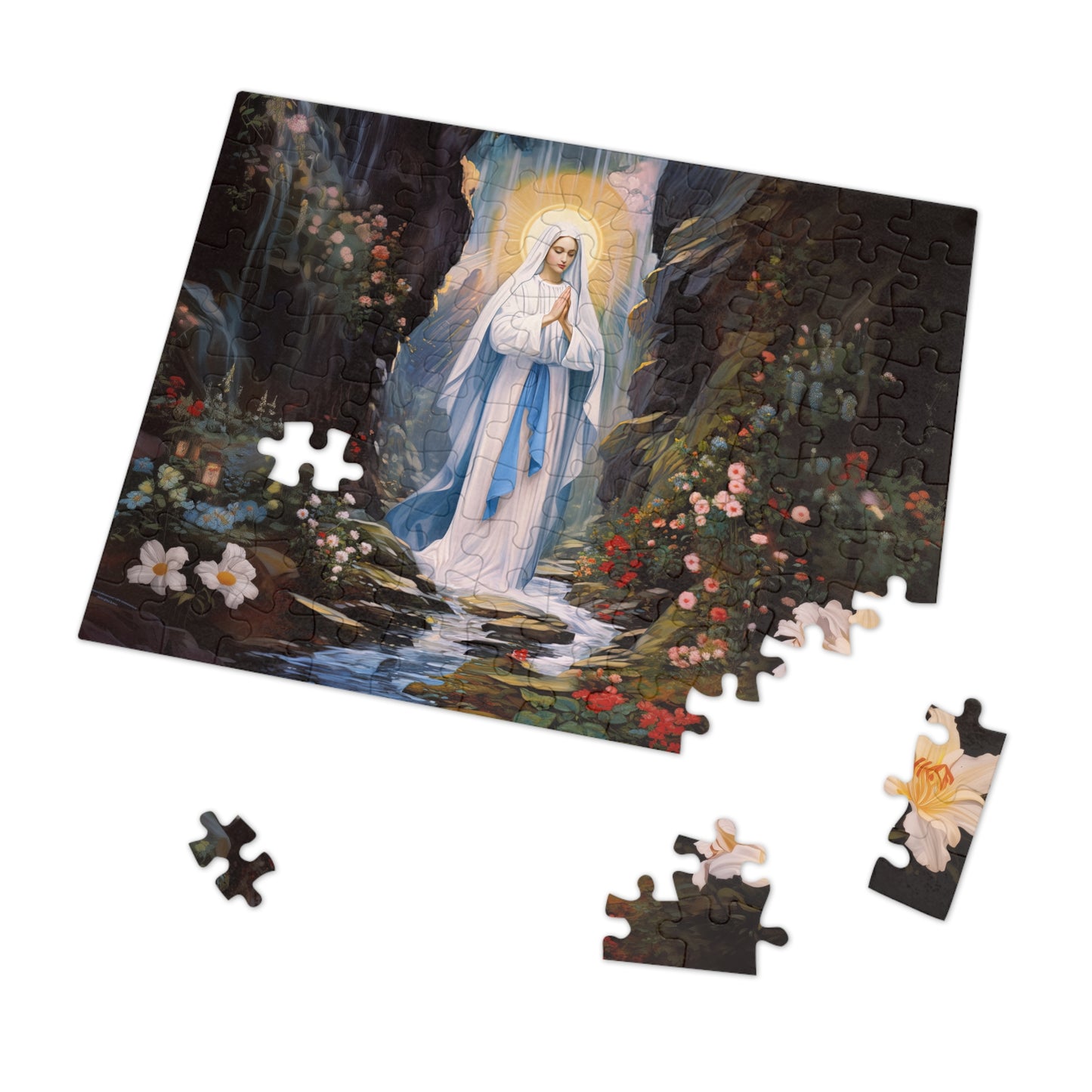 Our Lady of Lourdes - Puzzle and Keepsake Tin - Religious Jigsaw Puzzle (30, 110, 252, 500,1000-Piece) - Religious Puzzle