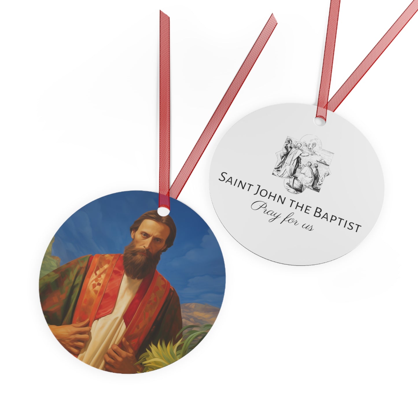 Saint John the Baptist - Religious Holiday Christmas Ornament and Keepsake - Double sided Religious Ornament
