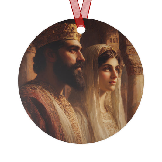 King Xerxes and Queen Esther - Metal Ornament - Religious Holiday Christmas Ornament and Keepsake