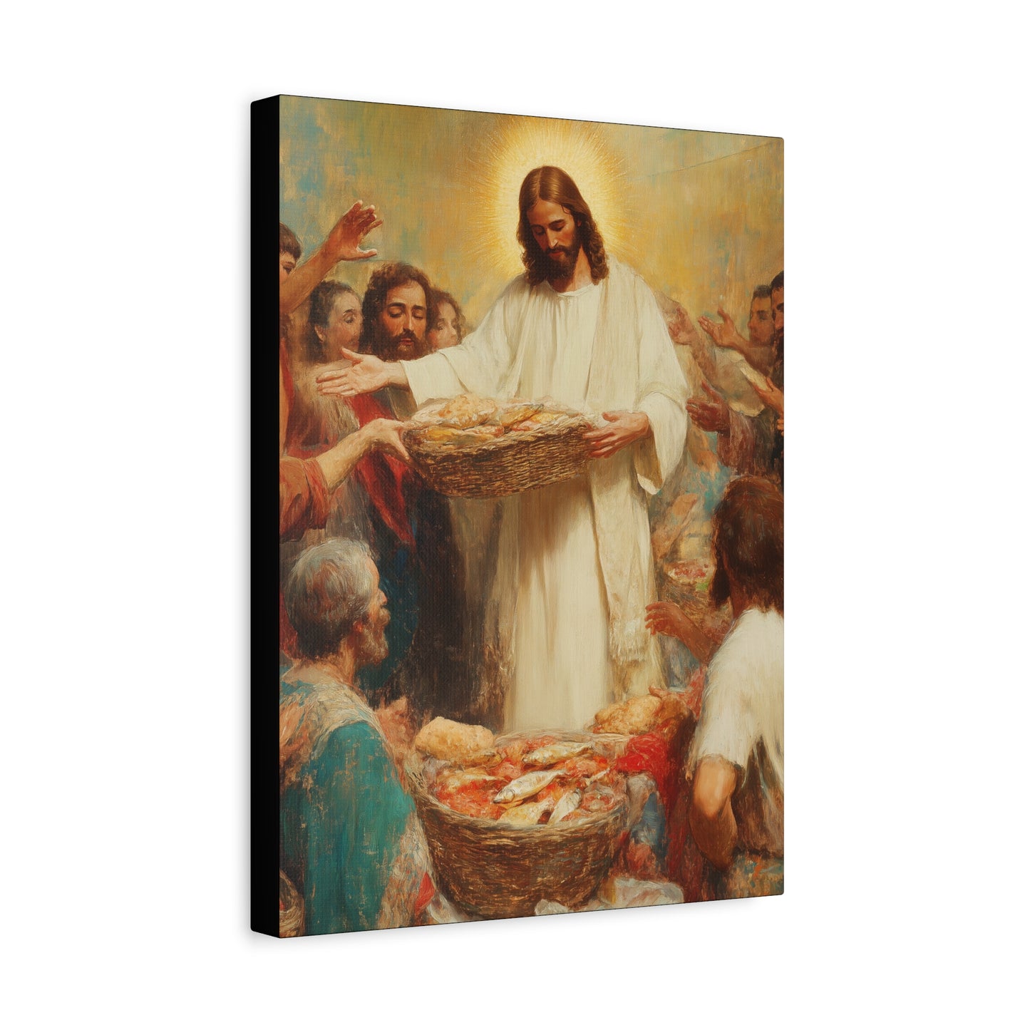 The Quiet Multiplication of Love : Loaves and Fishes - Gallery Wrapped Canvas - Print - Religious Art for your Home - Catholic Art