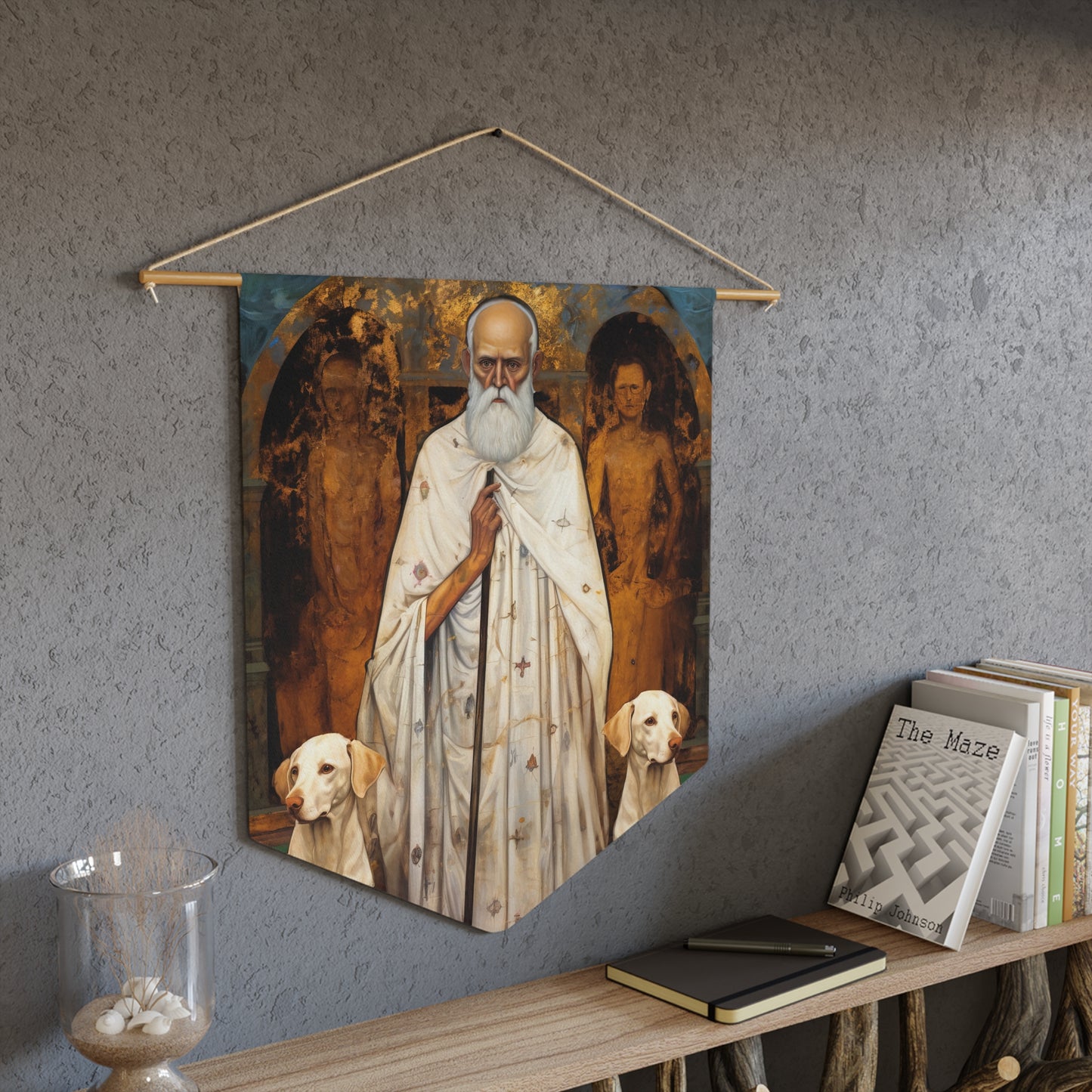 Saint Lazarus Wall Banner / Wall Hanging - Unique Religious Art for your home - Prayer room - Catholic Home Art - 18" x 21"