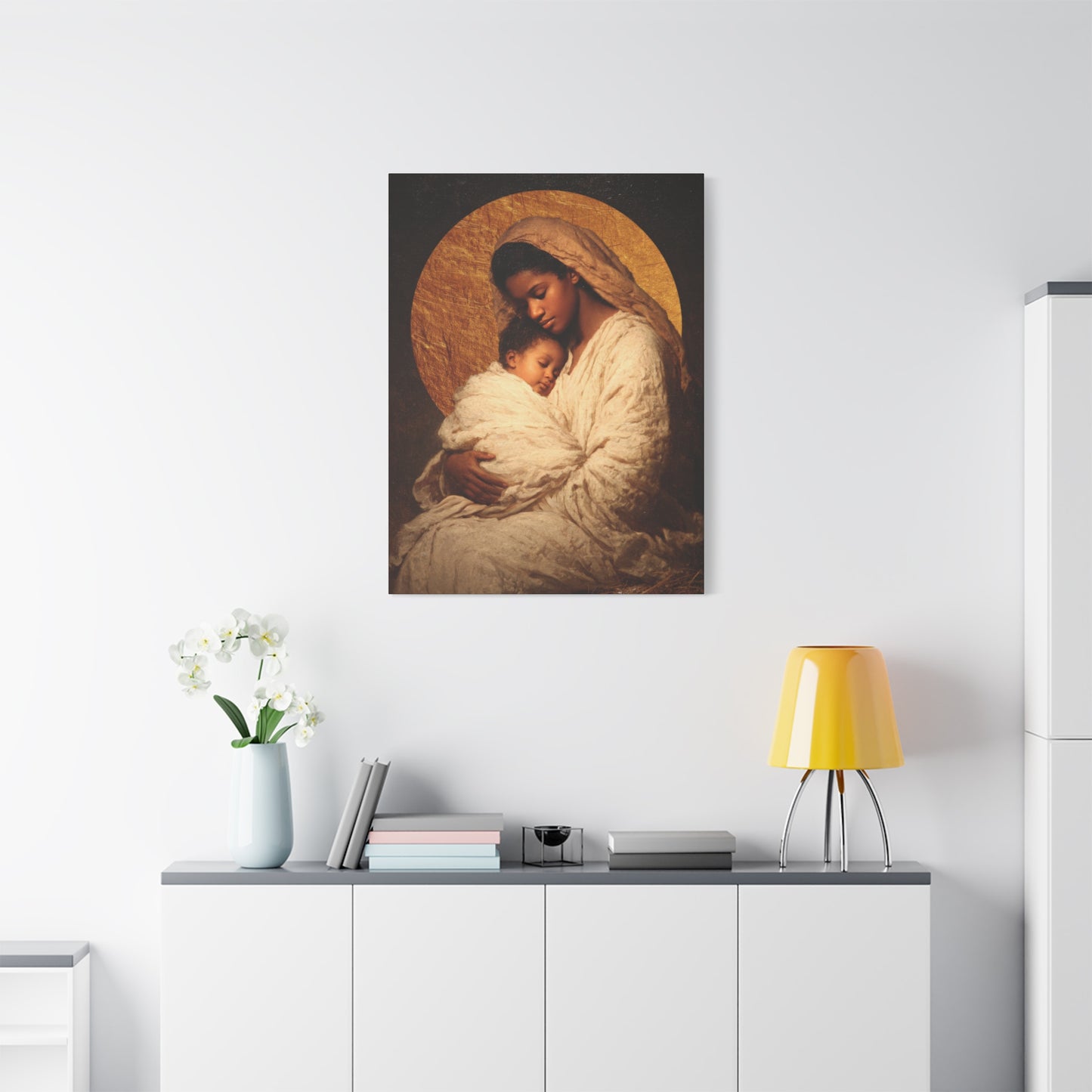 Our Lady of the Manger - Mother Mary and the Christ Child - Gallery Wrapped Canvas - Print - Religious Art for your Home - Catholic