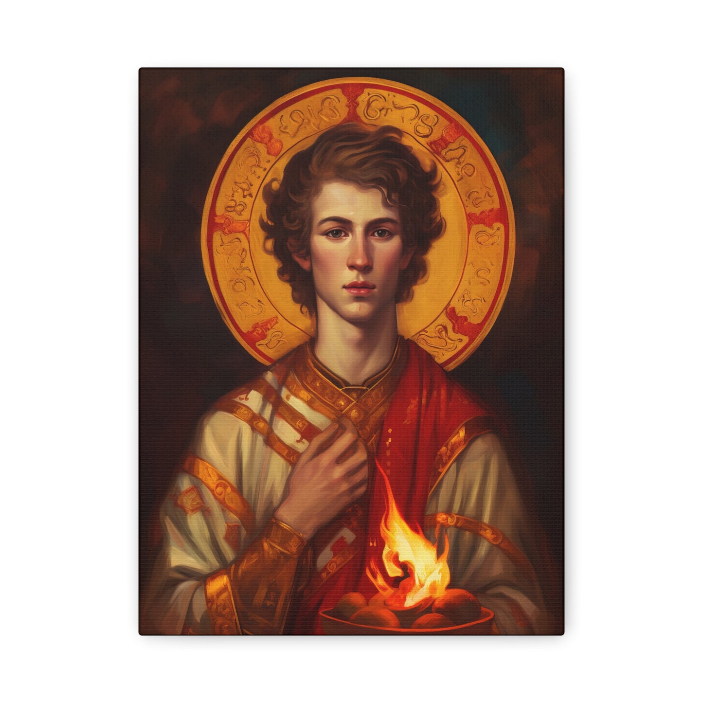 Saint Lawrence Deacon and Martyr Canvas Print - Multiple Sizes - Catholic Home art - Museum Wrapped Canvas - Sanctified Souls Print