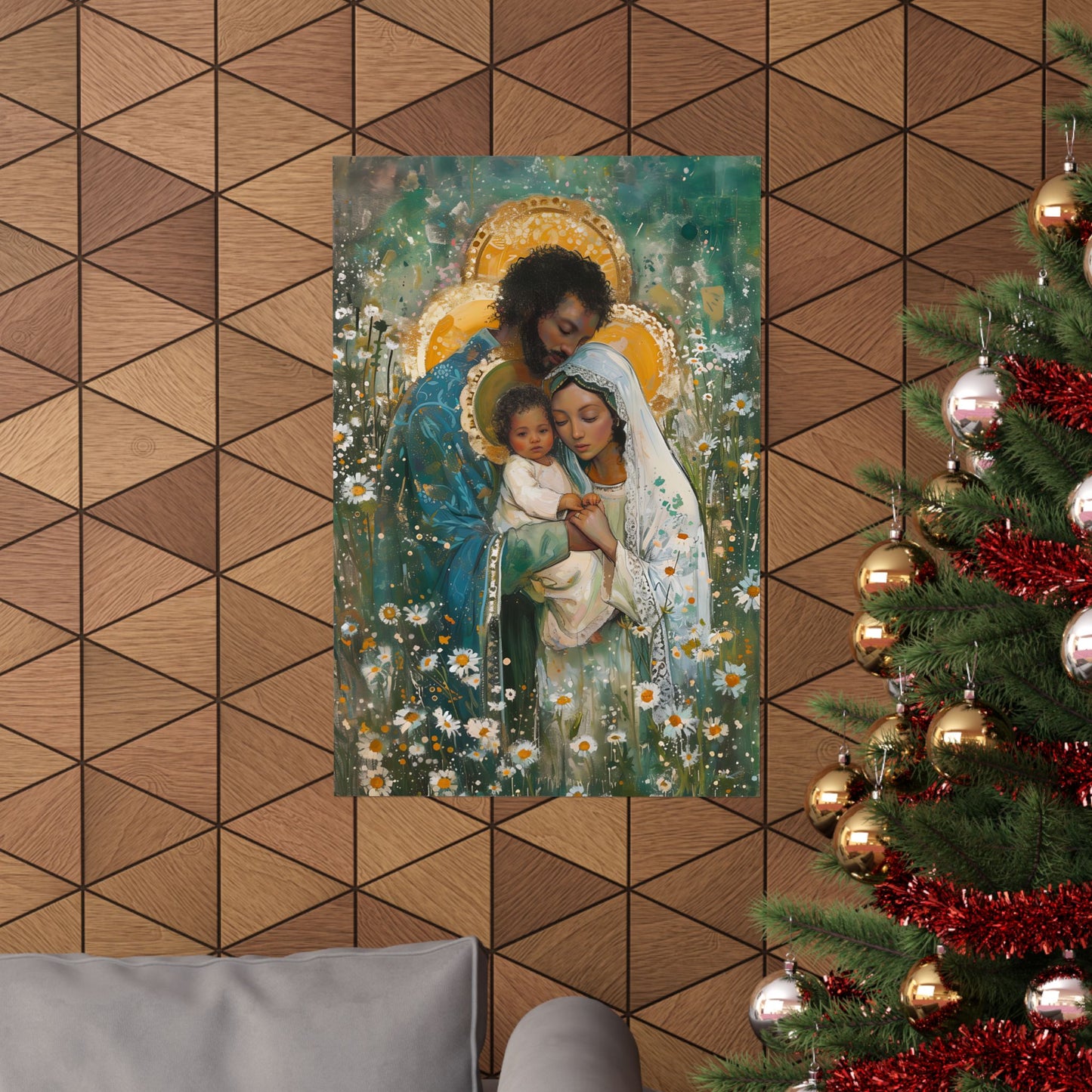 Sacred Sanctuary - Mary, Joseph, and the Infant Jesus - Sanctified Souls Print - Multiple Sizes - Premium Matte Vertical Posters