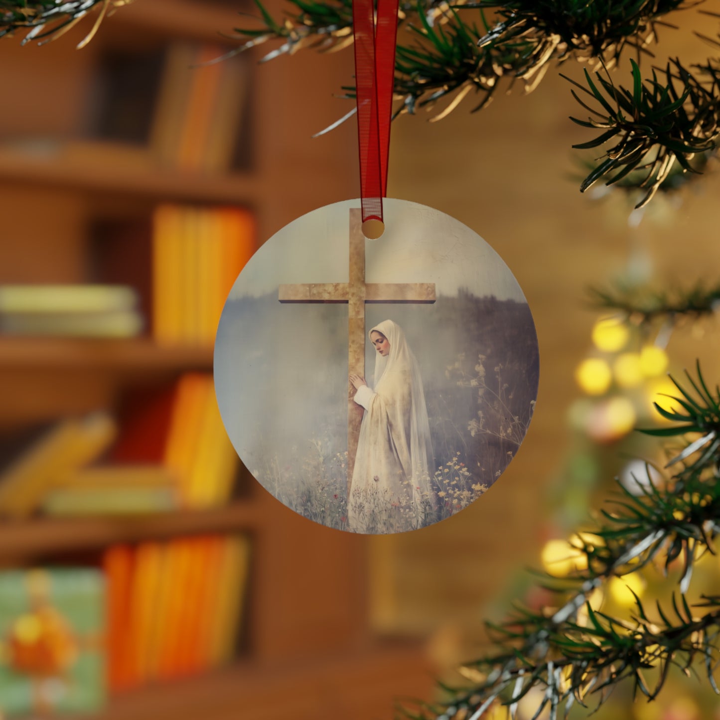 The Feast of the Exaltation of the Holy Cross Metal Ornament - Religious Holiday Christmas Ornament and Keepsake - Prayer Ornament