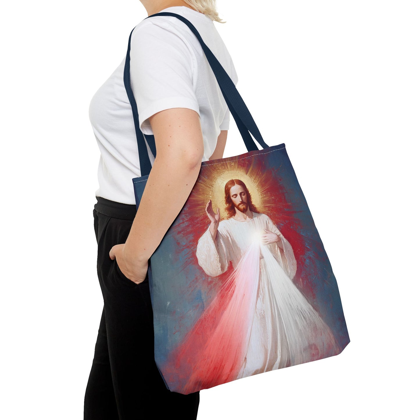 The Divine Mercy - Our Lord Jesus Christ - Tote Bag - Large Medium Small Faith Art Bag - Re-usable Tote Purse - Double Sided