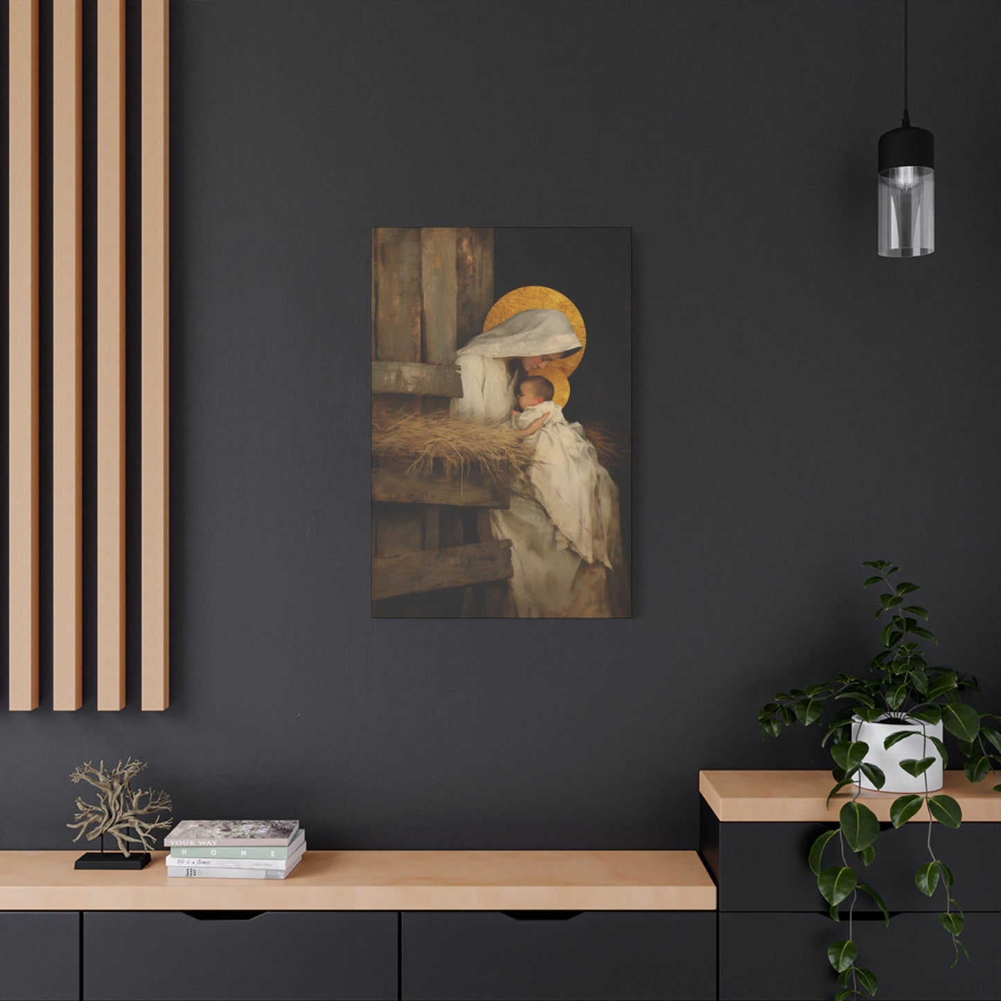 Our Lady of the Manger - Mother Mary and the Christ Child - Gallery Wrapped Canvas - Print - Religious Art for your Home - Catholic