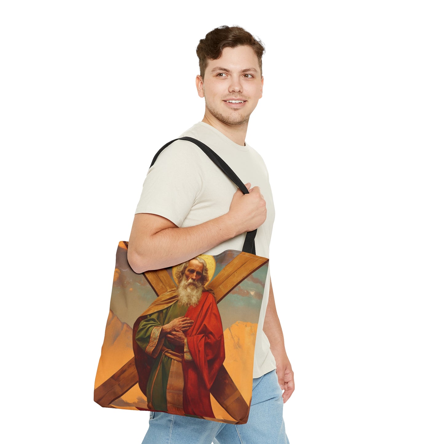 Saint Andrew the Apostle - Tote Bag - Large Medium Small Faith Art Bag - Re usable Tote Purse - Double Sided - Catholic Art Bag