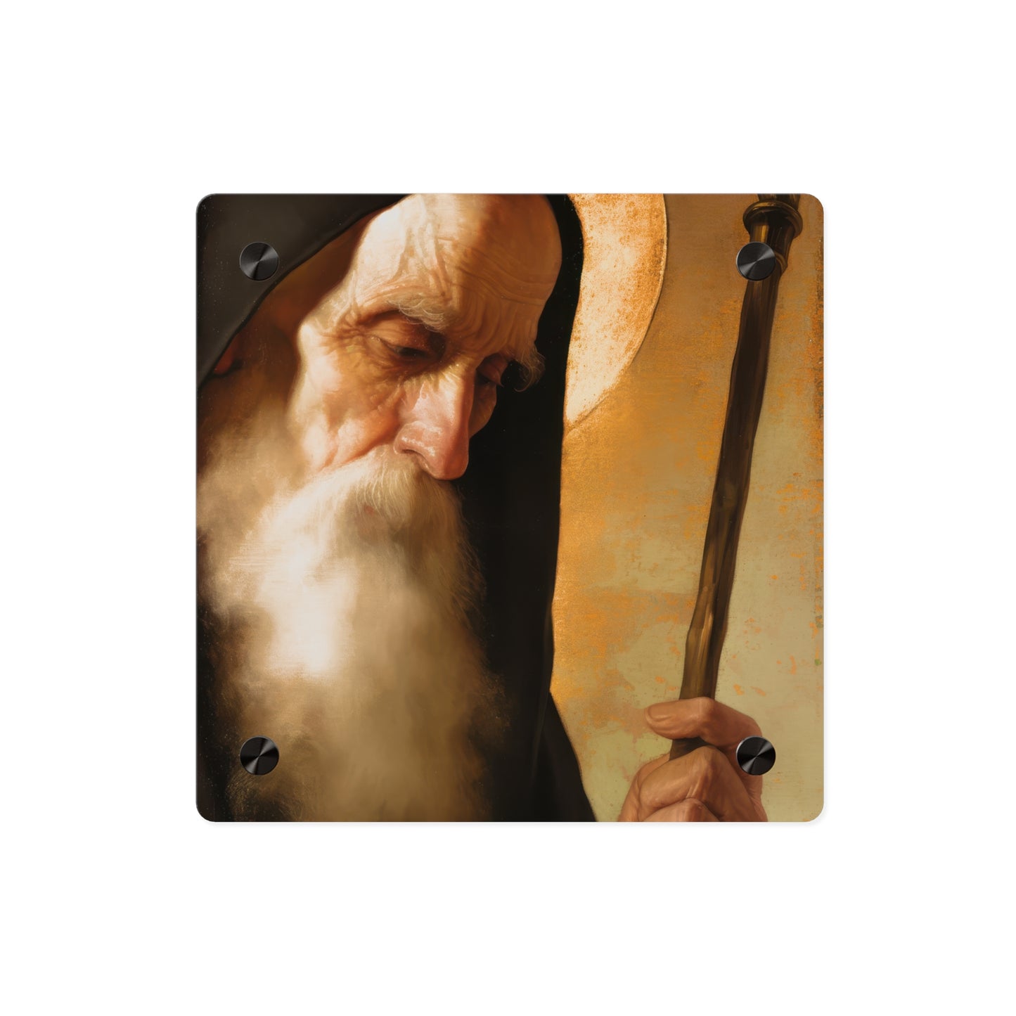 Saint Benedict Wall Art Panel - Ready to Hang Acrylic Print - Catholic Saint Art - Patron Saint Print - No Frame needed