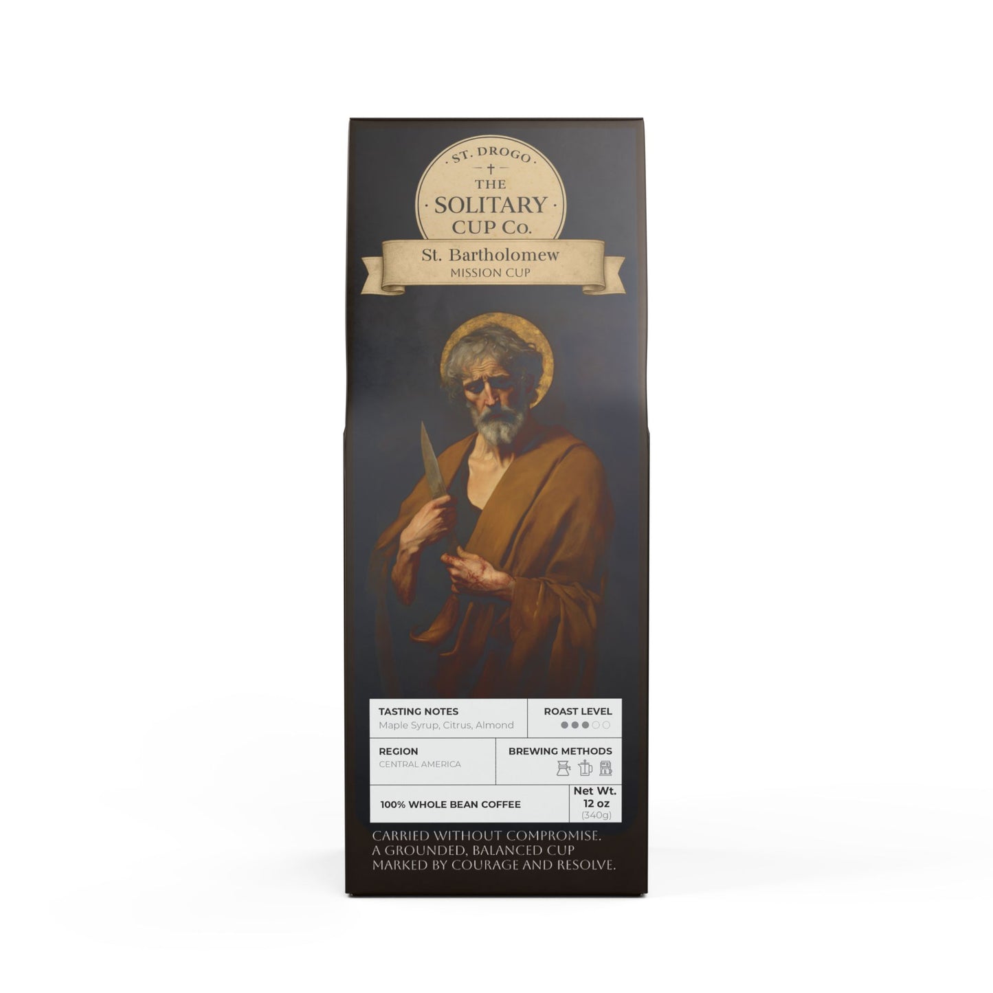 St. Bartholomew - Mission Cup (Medium Roast) - St. Drogo - The Solitary Cup Co. - Artisan Catholic Saint Inspired Coffee - 12 oz.