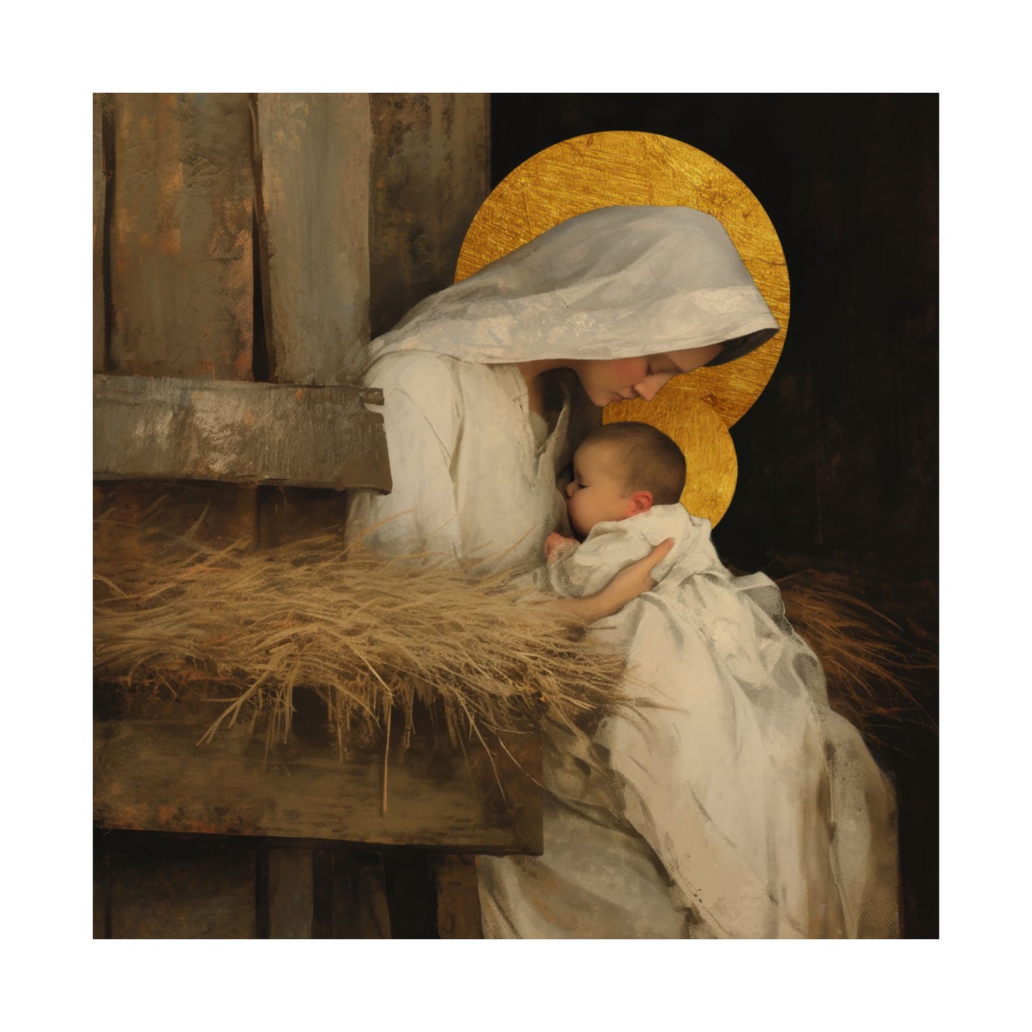 Our Lady of the Manger - Mother Mary and the Christ Child - Sanctified Souls Print - Multiple Sizes - Premium Matte Vertical Posters