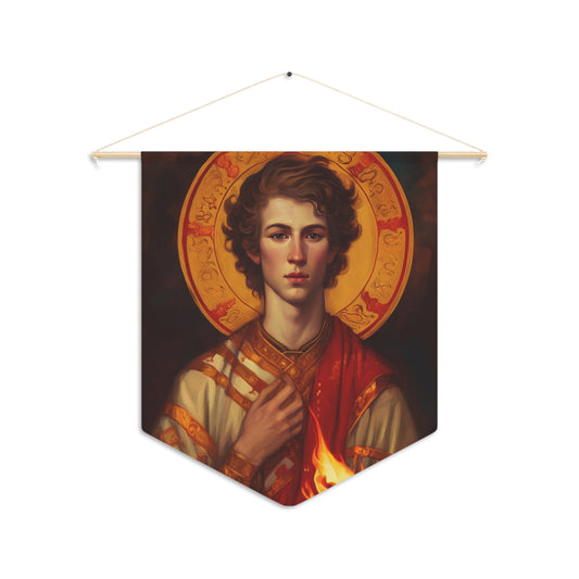 Saint Lawrence Wall Banner / Wall Hanging / Pennant - Prayer room art - Catholic Home -  18" x 21"