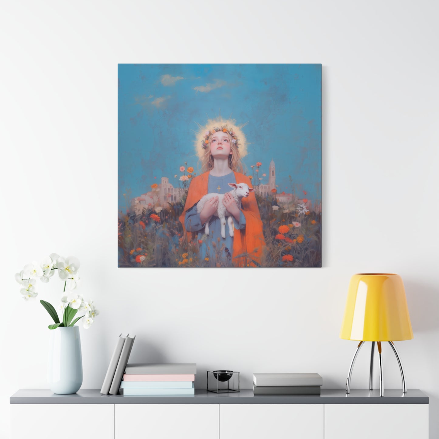 Saint Agnes of Rome -  Museum Wrapped Canvas - Sanctified Souls Print - Religious Art for your Home - Catholic Patron Saint Art