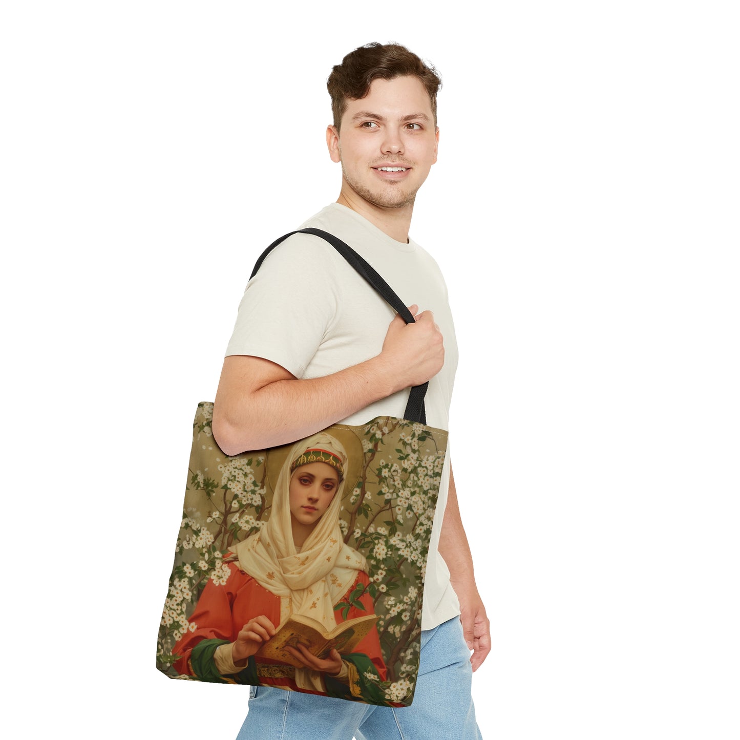 Saint Amelia / Saint Amalberga Tote Bag - Large Medium Small Faith Art Bag - Catholic Faith Purse - Religious Carry All