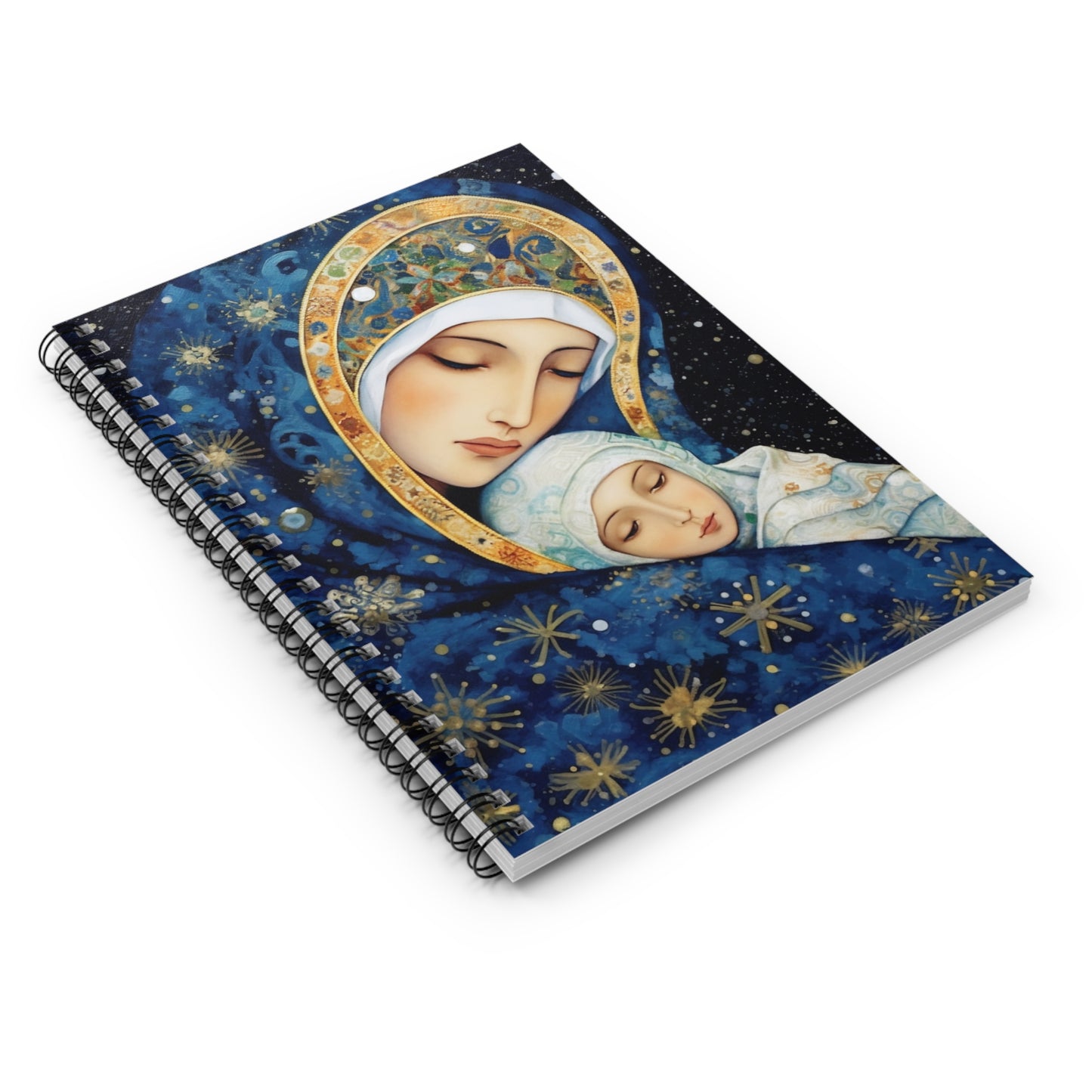Snowfall's Embrace- Our Lady's Tender Care Journal - Sanctified Souls Art - Religious Based Notebook - Spiral Notebook - Ruled Line