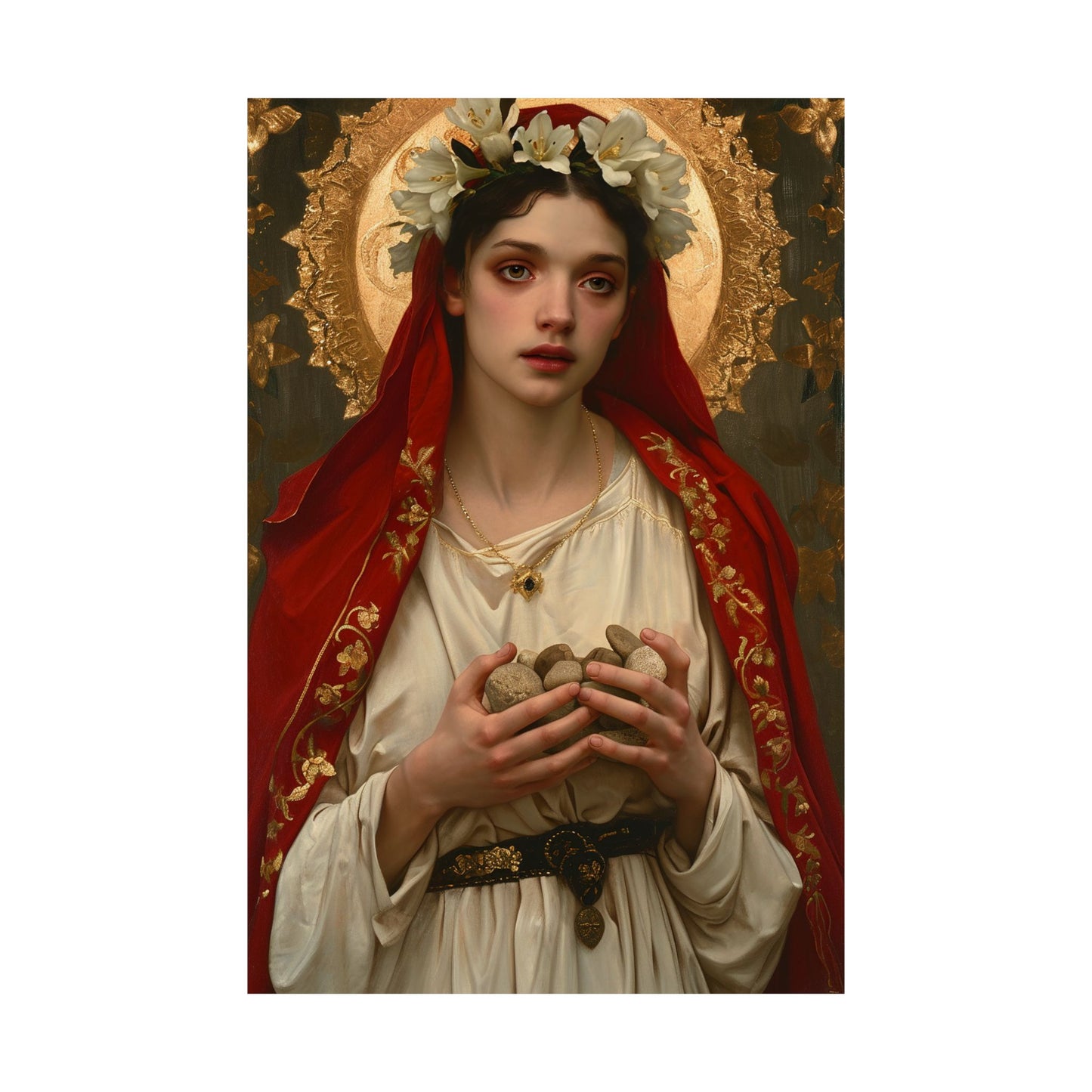 Saint Emerentiana - Sanctified Souls Print - Multiple Sizes - Premium Matte Vertical Posters - Catholic Poster Art for your home