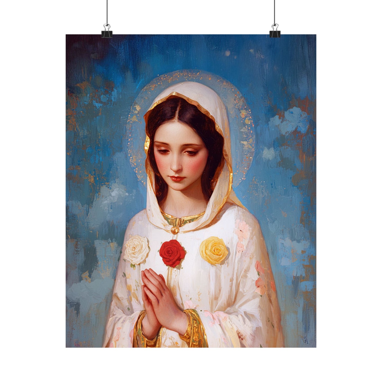 Rosa Mystica - Mystical Rose - Mother Mary - Marian Art - Sanctified Souls Print - Multiple Sizes - Premium Vertical Posters