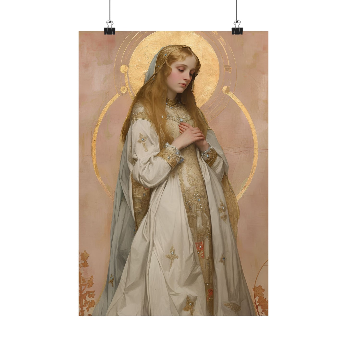 Saint Waldetrudis / Waltrude or Waudru - Sanctified Souls Print - Multiple Sizes - Premium Matte Vertical Posters - Catholic Saint Art