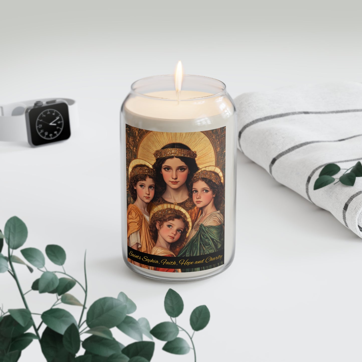 Saints Sophia, Faith, Hope and Charity - Scented Prayer Candle, 13.75oz -  Candle - Catholic Art - prayer room Scented Candle - Saint Art