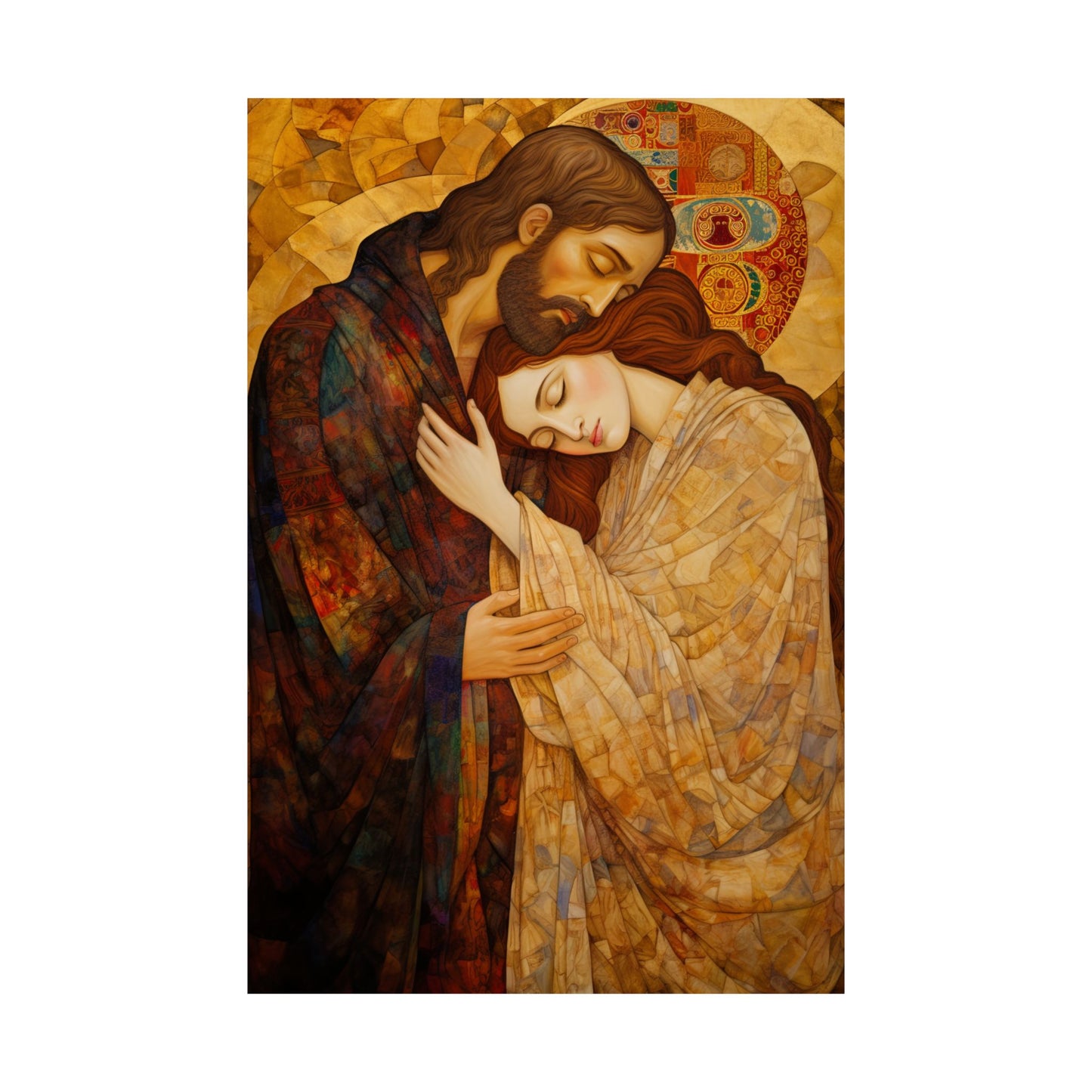 Healing Love- The Embrace of Christ and Mary Magdalene Print - Poster - Catholic Fine Art print - Sanctified Souls Print - Premium Matte
