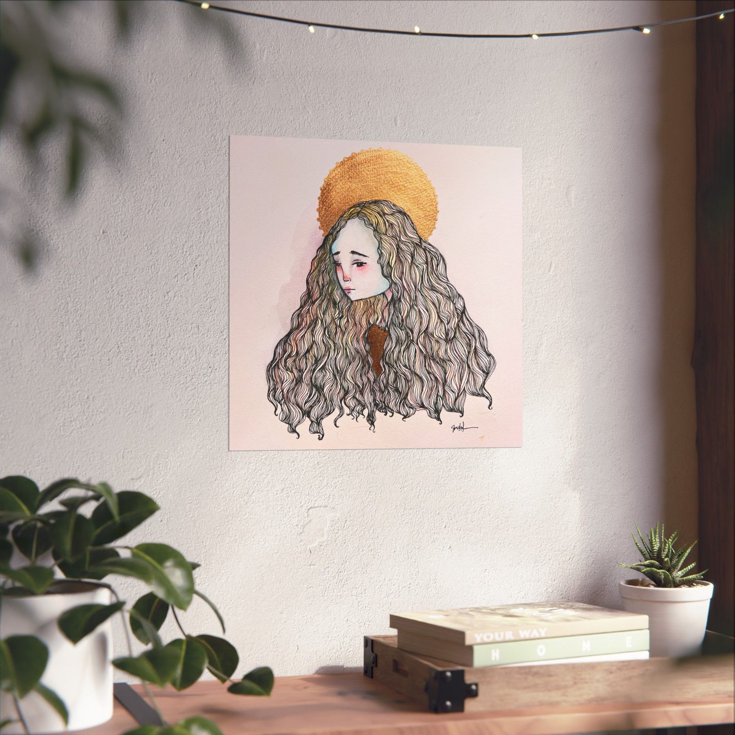 Saint Philomena Poster Print - Hand-Drawn Catholic Art Print | Christian Devotional Wall Art | Sanctified Solocosmo Religious Poster