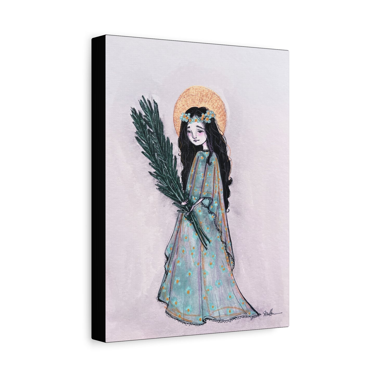 Saint Faith Canvas Print - Hand-Drawn Art - Catholic Print | Faith Hope and Charity Sacred Art | Sanctified Solocosmo Religious Artwork