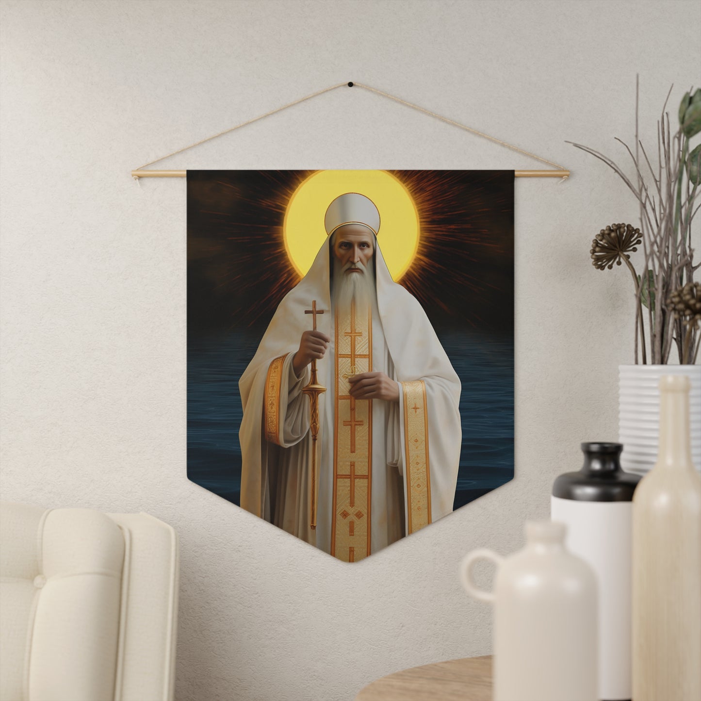 Saint Innocent of Alaska Wall Banner / Wall Hanging - Prayer room art - Catholic Home Art - Large Saint Art for your home - 18" x 21"