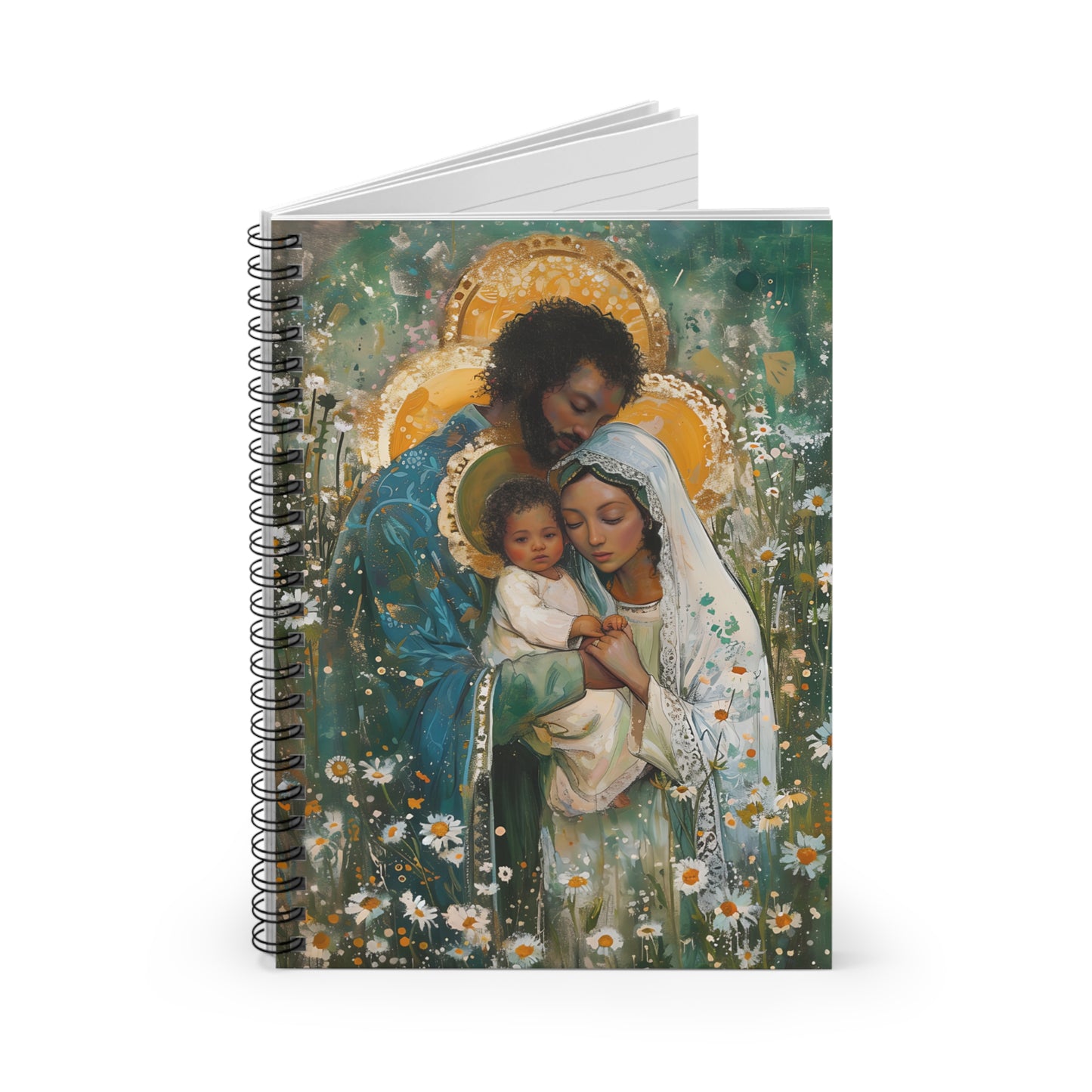 Sacred Sanctuary - Mary, Joseph, and the Infant Jesus Spiral Journal - Sanctified Souls Art - Religious Based Notebook - Spiral Notebook