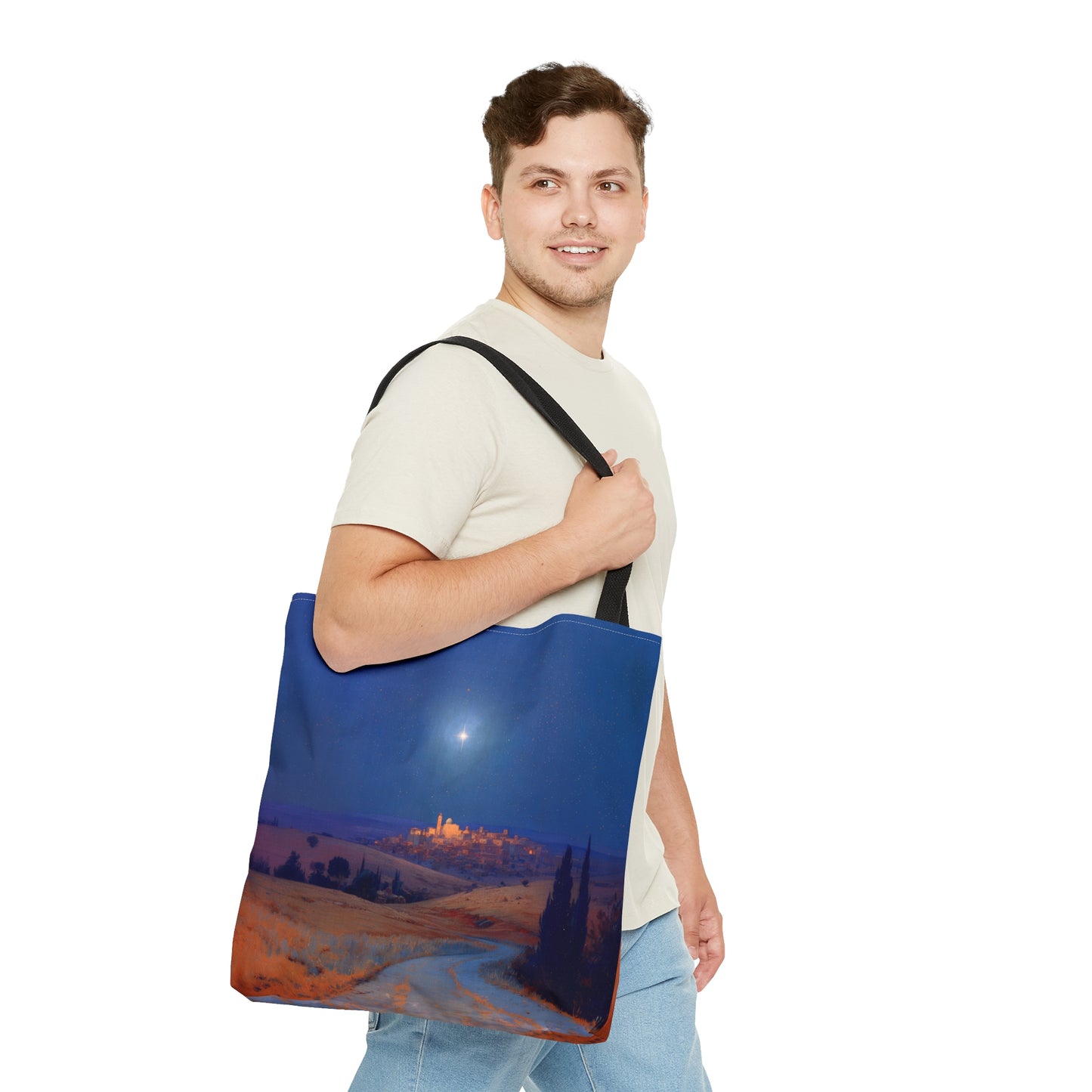 Bethlehem Wrapped in the Light of His Coming Tote Bag - Large Medium Small Faith Art Bag - Catholic Faith Purse - Double Sided
