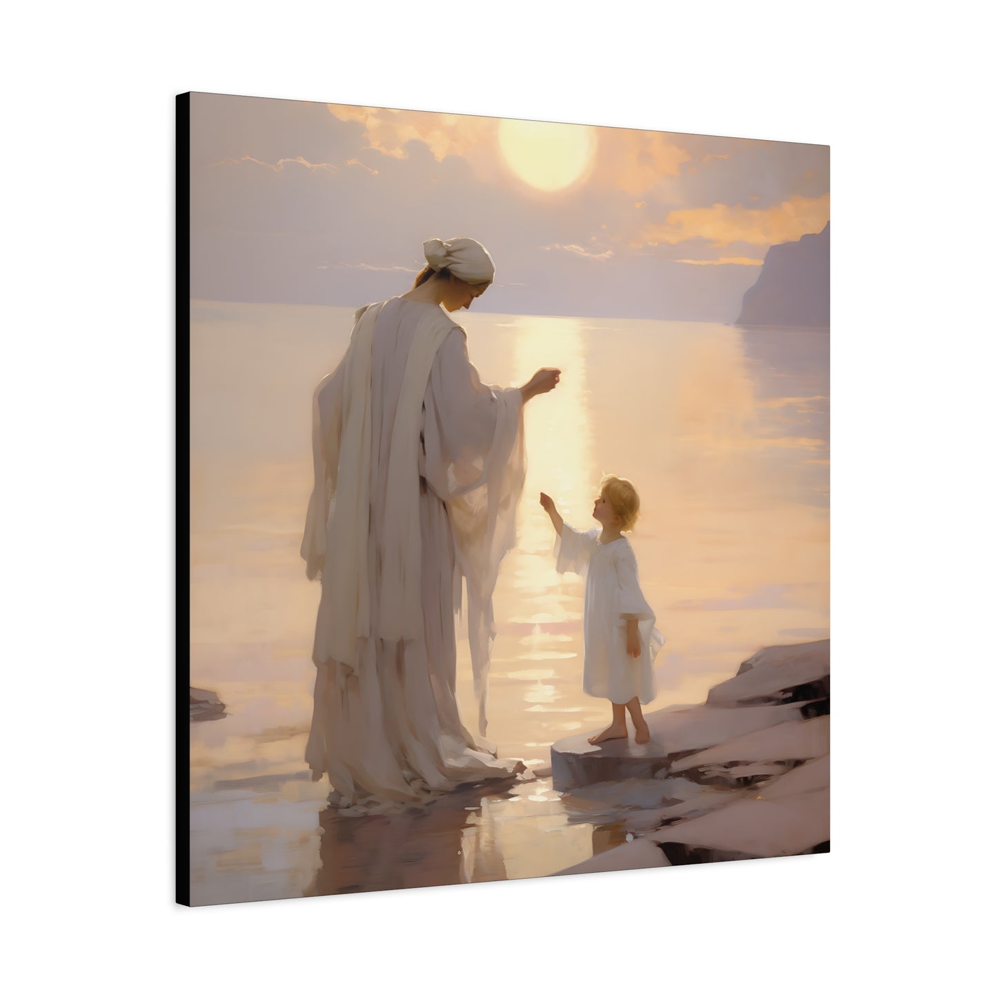 Divine Maternal Grace Museum Wrapped Canvas - Sanctified Souls Print - Mother & Child Nursery Art - New Mother - Religious Art for Mothers