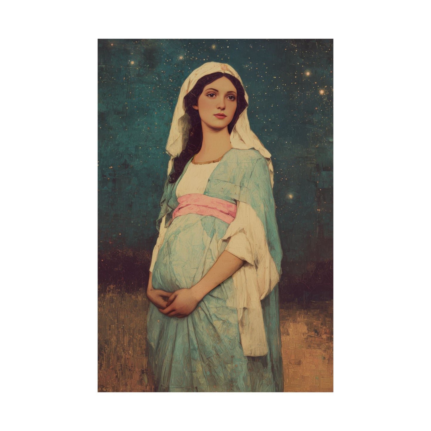 Our Lady of 'O' - Our Lady of Expectation - Mother Mary - Marian Art - Sanctified Souls Print - Multiple Sizes - Premium Vertical Posters