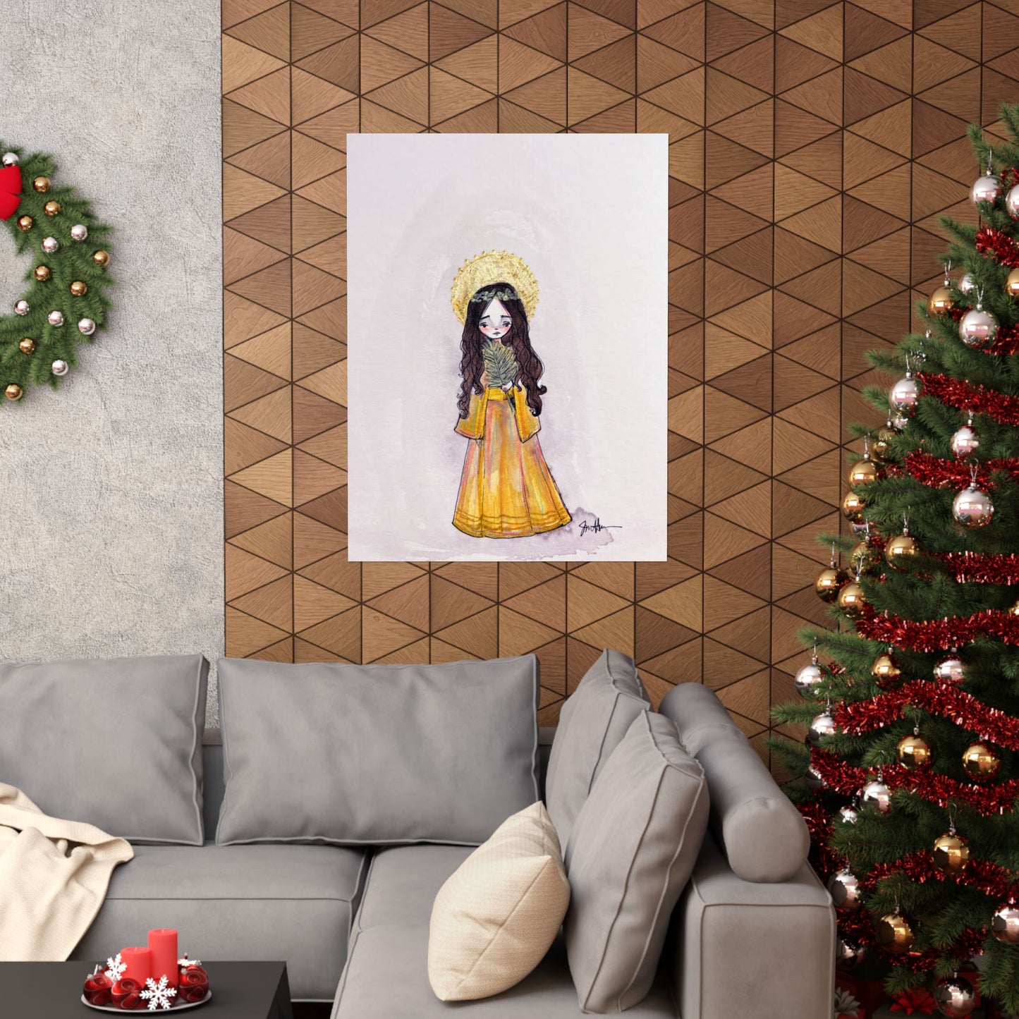 Saint Charity Poster - Hand-Drawn Art | Catholic Art Print | Faith Hope and Charity Youngest Sister | Devotional Wall Art