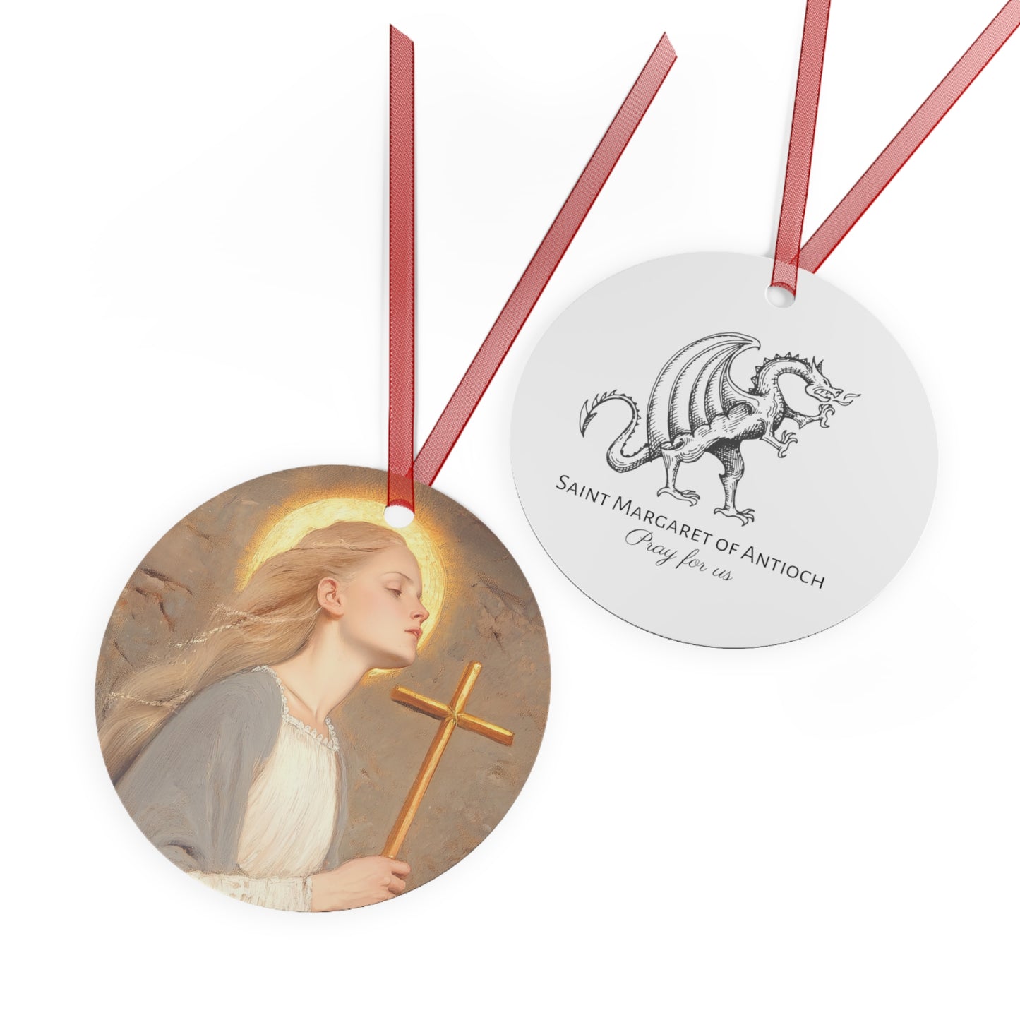 Saint Margaret of Antioch Metal Ornament - Religious Holiday Christmas Ornament and Keepsake - Prayer Ornament