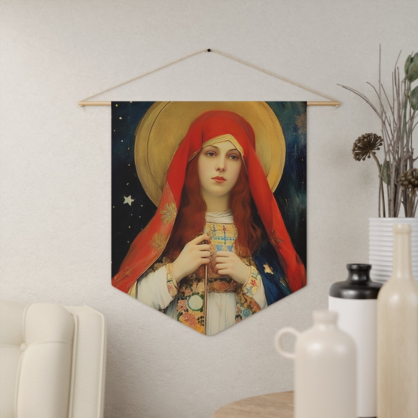Saint Sabina Wall Banner / Wall Hanging - Prayer room art - Catholic Home Art - Large Print - 18" x 21"