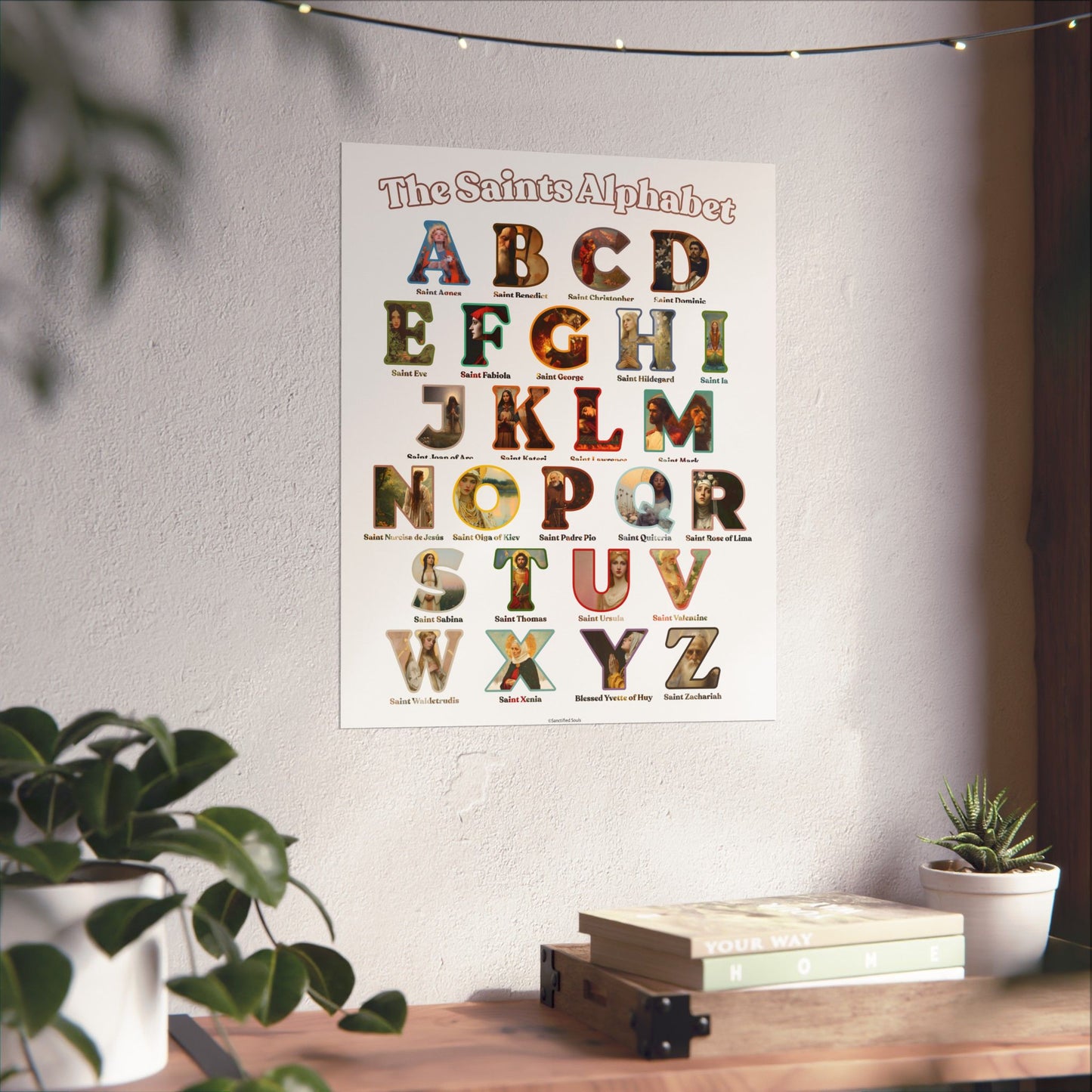 Catholic Saints ABC Print - Alphabet Poster - A to Z Saints Wall Art - Catholic Saints Chart- Classroom / Homeschool - Saints of the Church