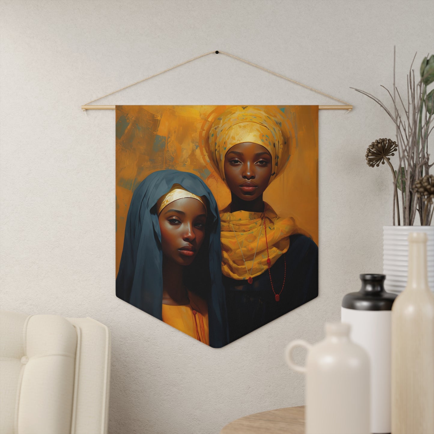 Saint Perpetua and Saint Felicity Wall Banner / Wall Hanging - Prayer room art - Catholic Home Art - Large Saint Art - 18" x 21"